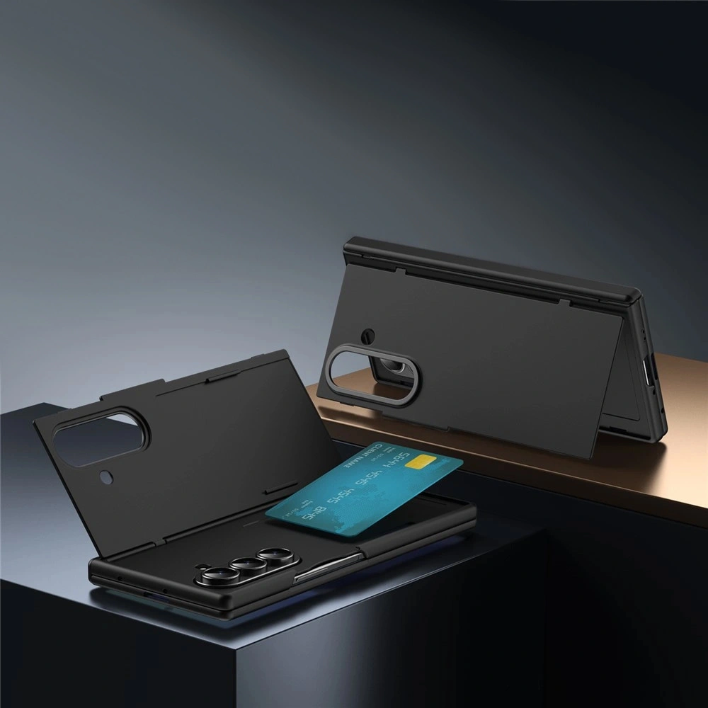 Custodia per Samsung Galaxy Z Fold 8 Ultra, porta carte, supporto e vetro per lo schermo esterno, nero