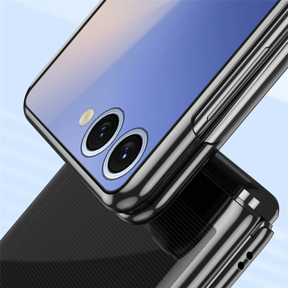 Transparente Hülle für Samsung Galaxy Z Flip 8, Hartschalenetui, schwarzer Rahmen