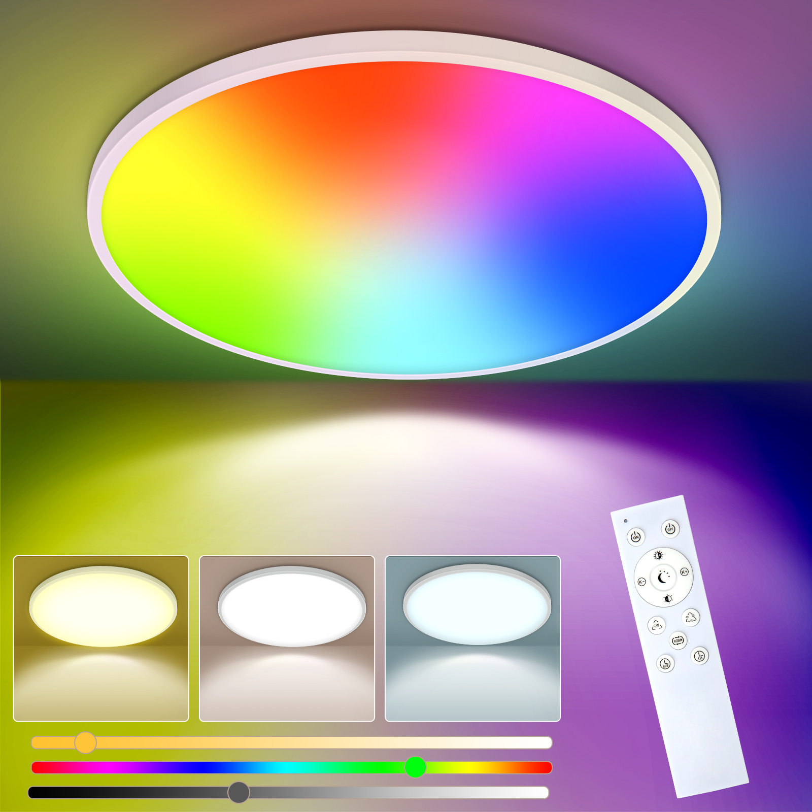 Plafonnier LED RGB rond 1