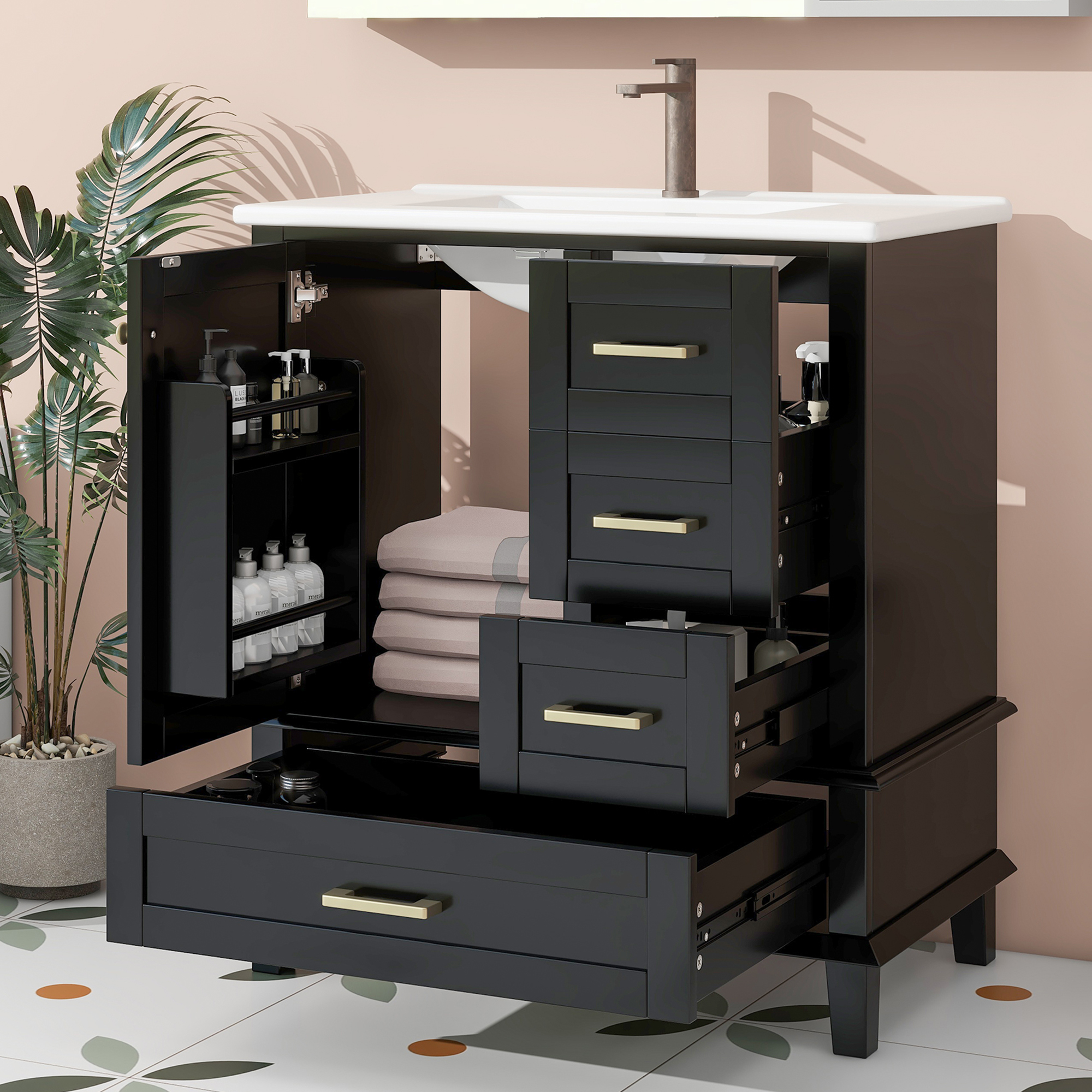 76x46x83,5cm schlichter Badezimmerschrank, komplet