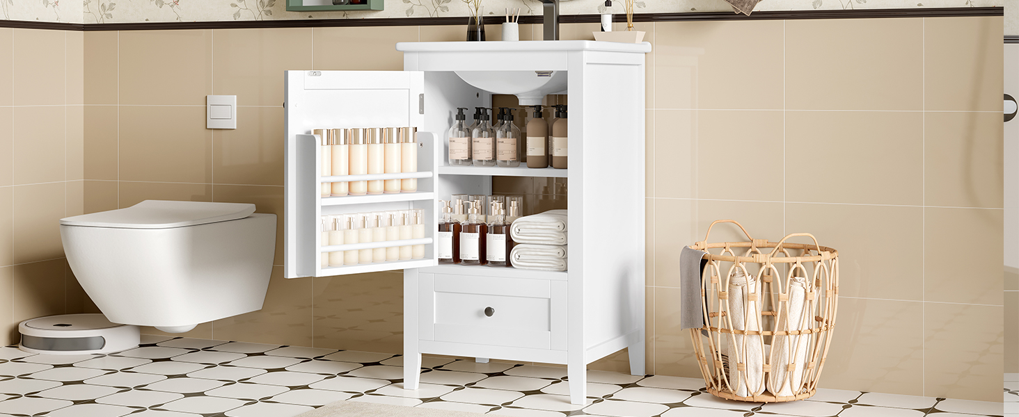 51x46x85cm Bodenstehender Badezimmerschrank mit Wa