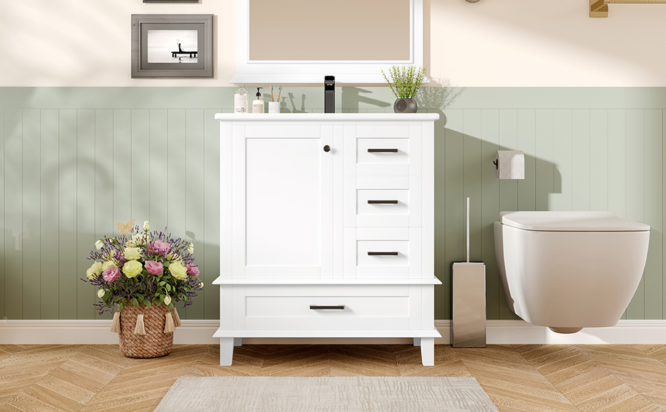 76x46x83,5cm Bodenstehender Badezimmerschrank mit 