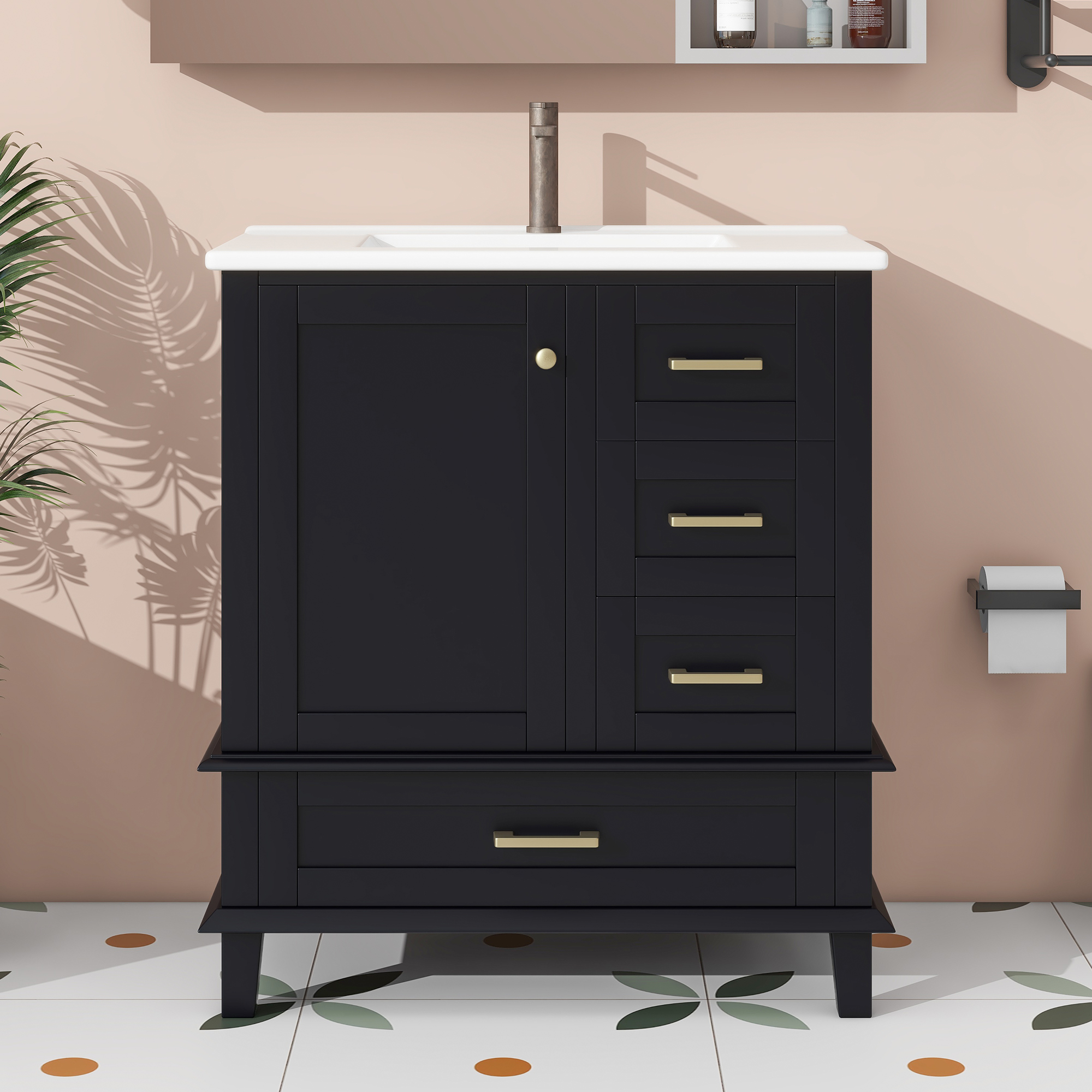 76x46x83,5cm schlichter Badezimmerschrank, komplet