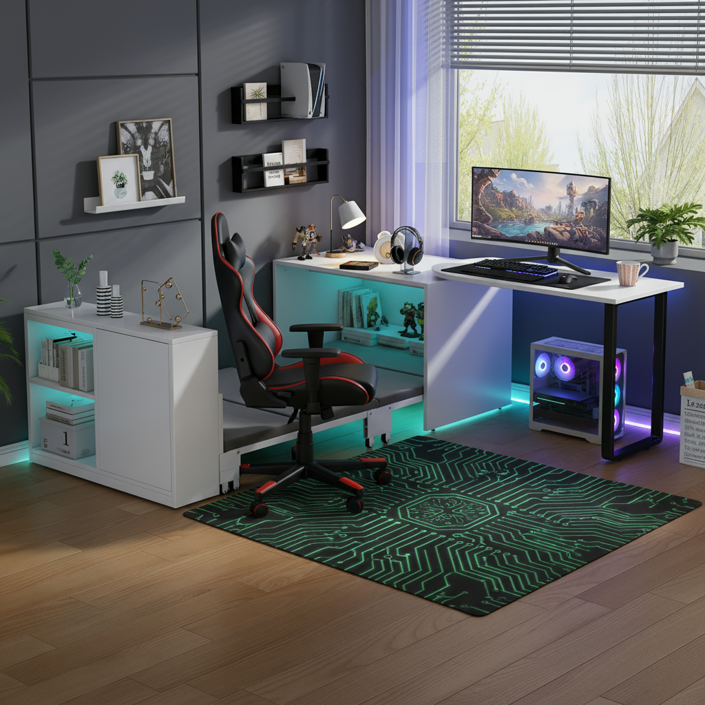 Dieser 2-in-1 Schreibtisch und das Klappbett verfü