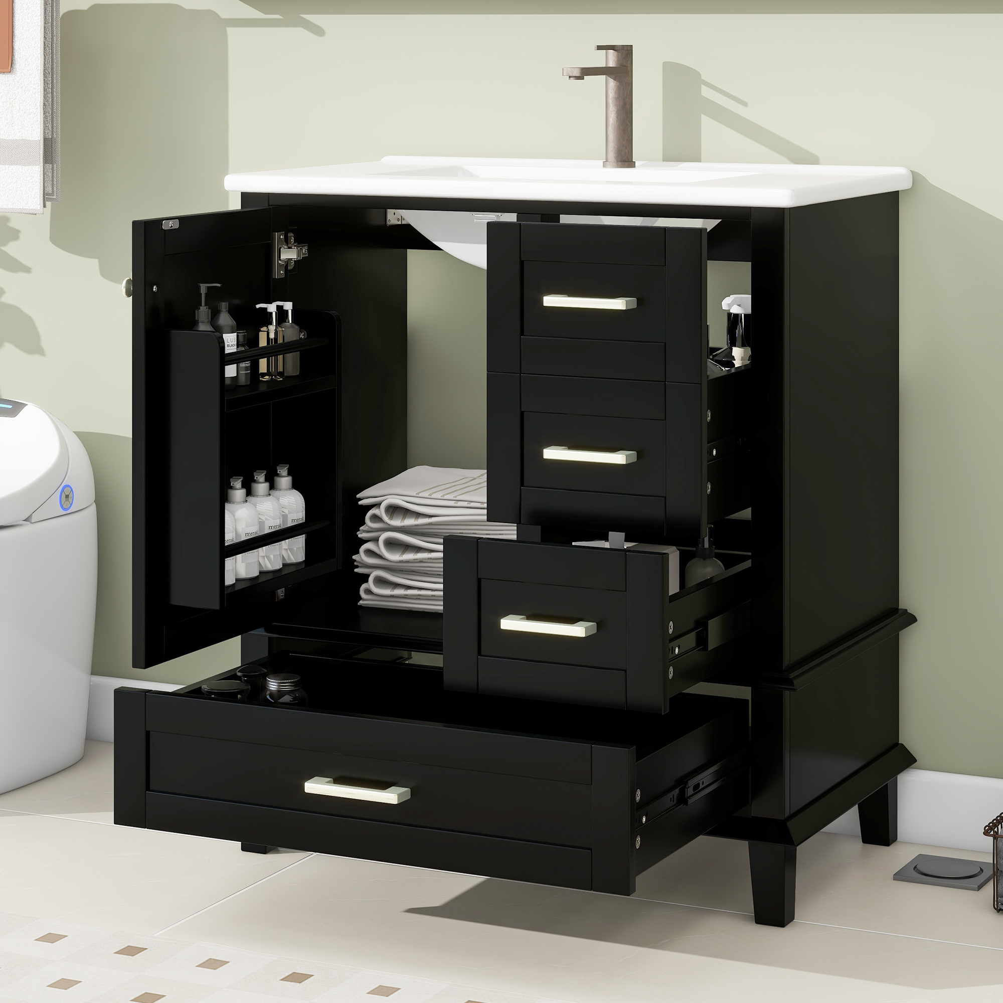 76x46x83,5cm schlichter Badezimmerschrank, komplet