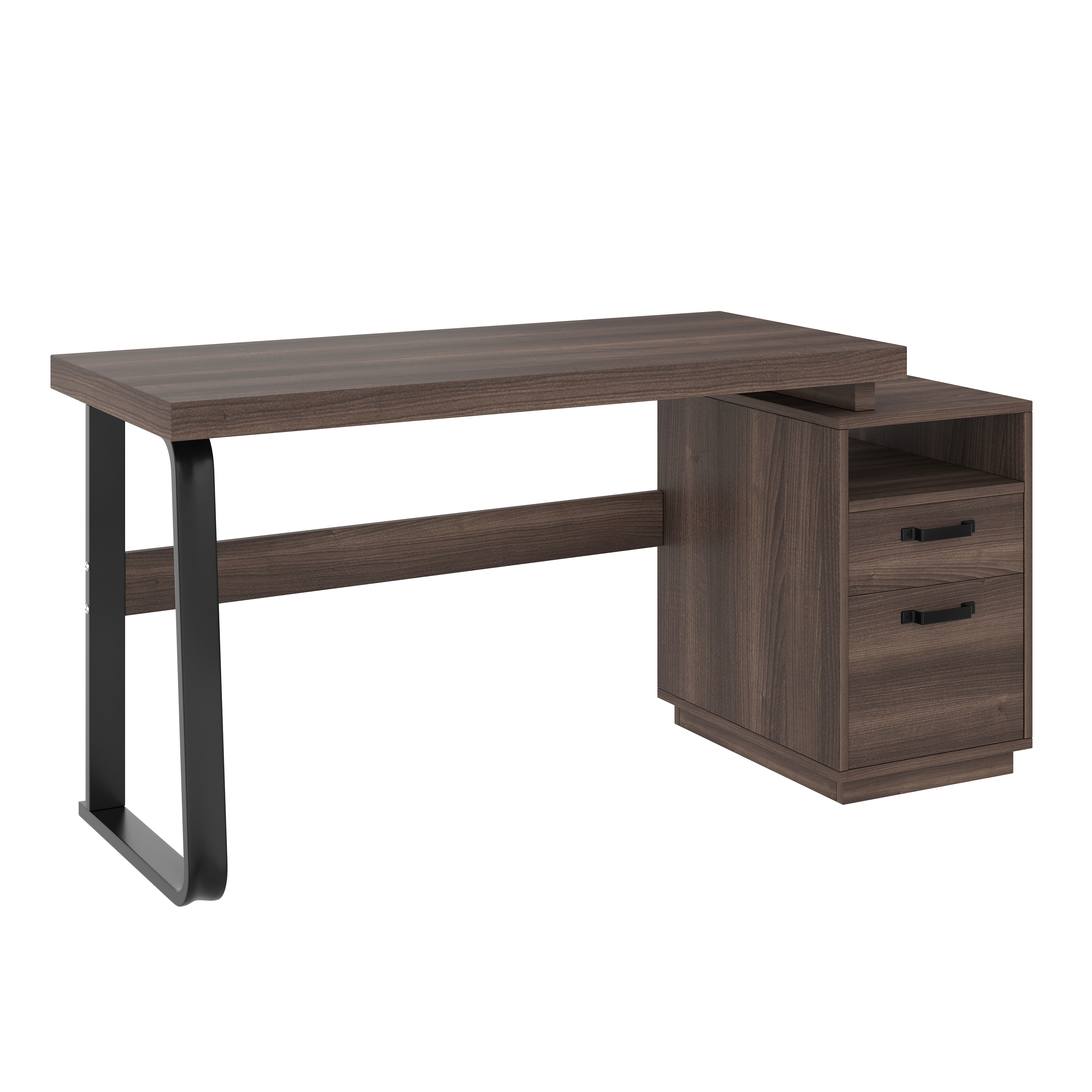 Bureau, avec tiroirs, 135 x 54 x 76,4 cm, métal et acier, marron - vue 4