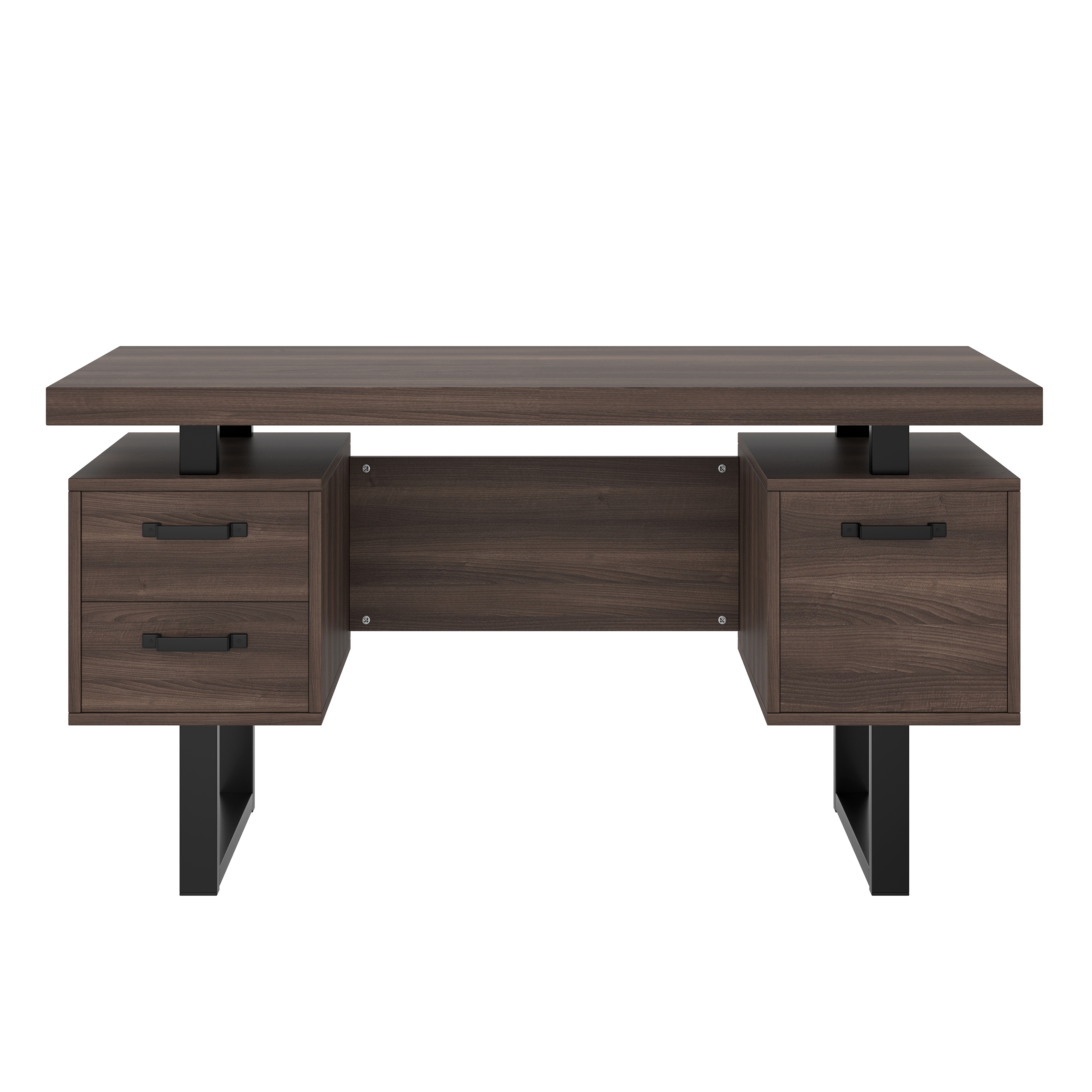 Bureau, avec tiroirs, 135 x 54 x 76 cm, métal et acier, noir - vue 5