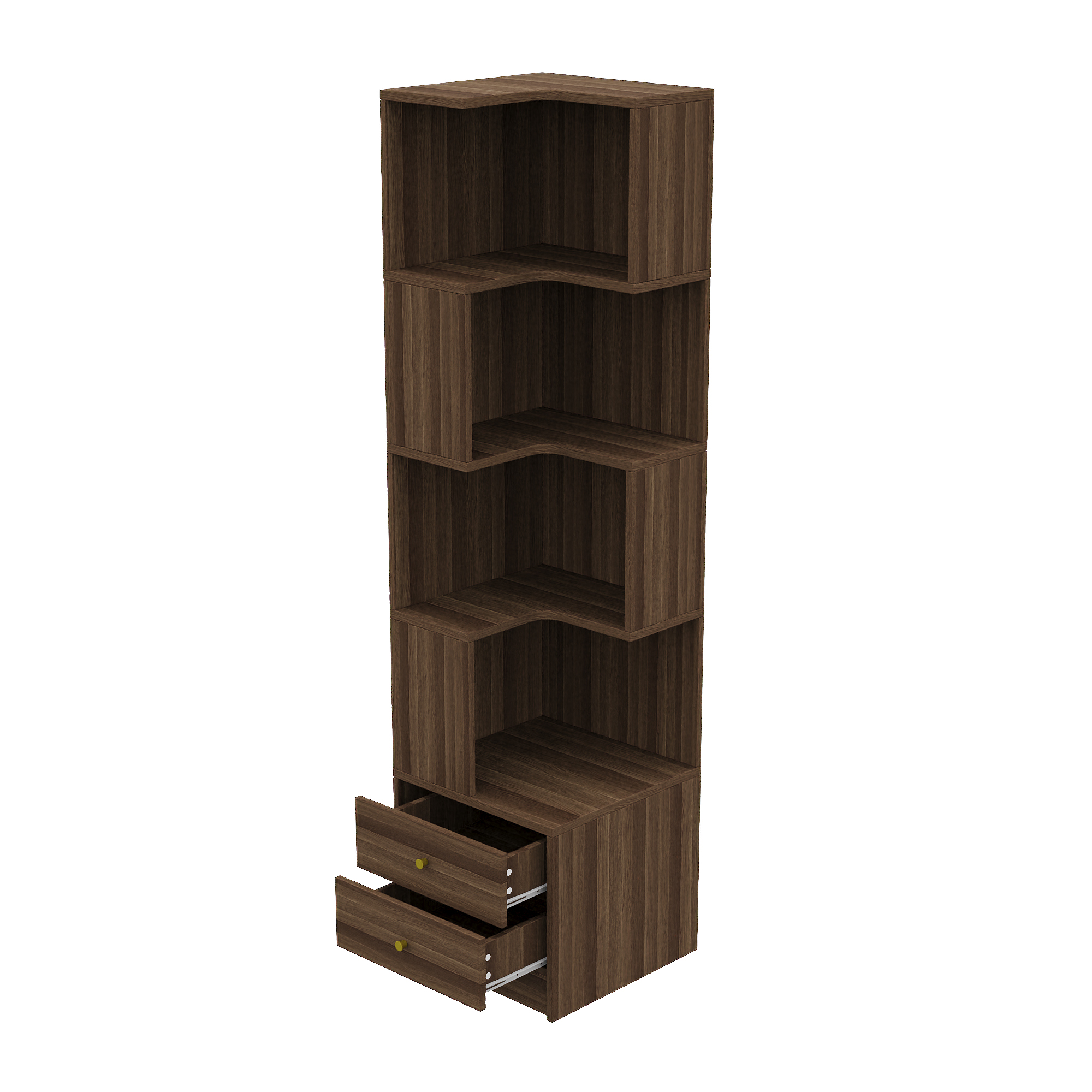 Étagère d’angle 45 x 43,5 x 180 cm, LED, MDF, Marron - vue complémentaire