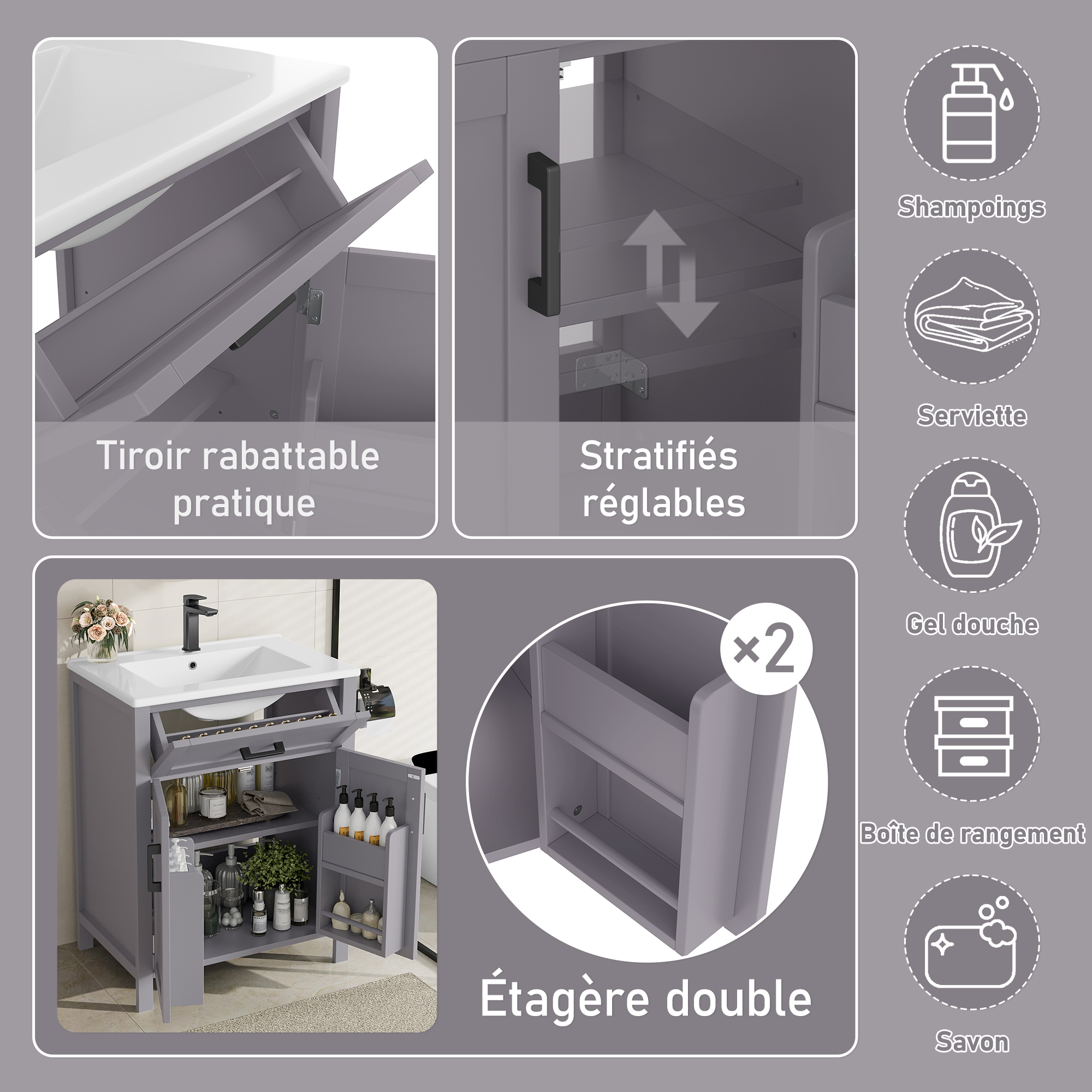 Détail du meuble vasque