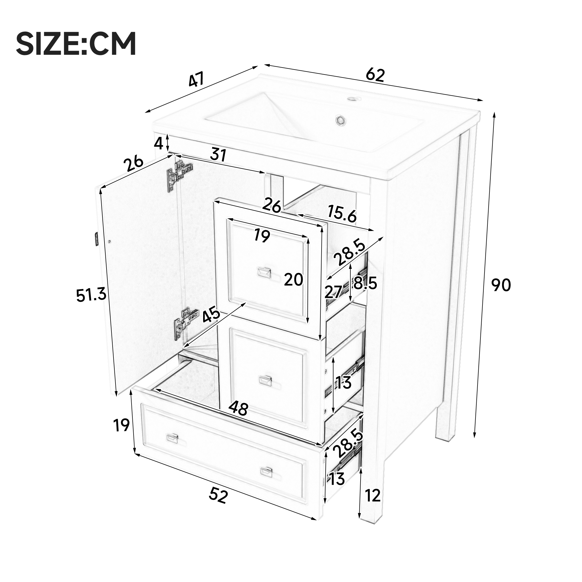Dimensions du meuble vasque