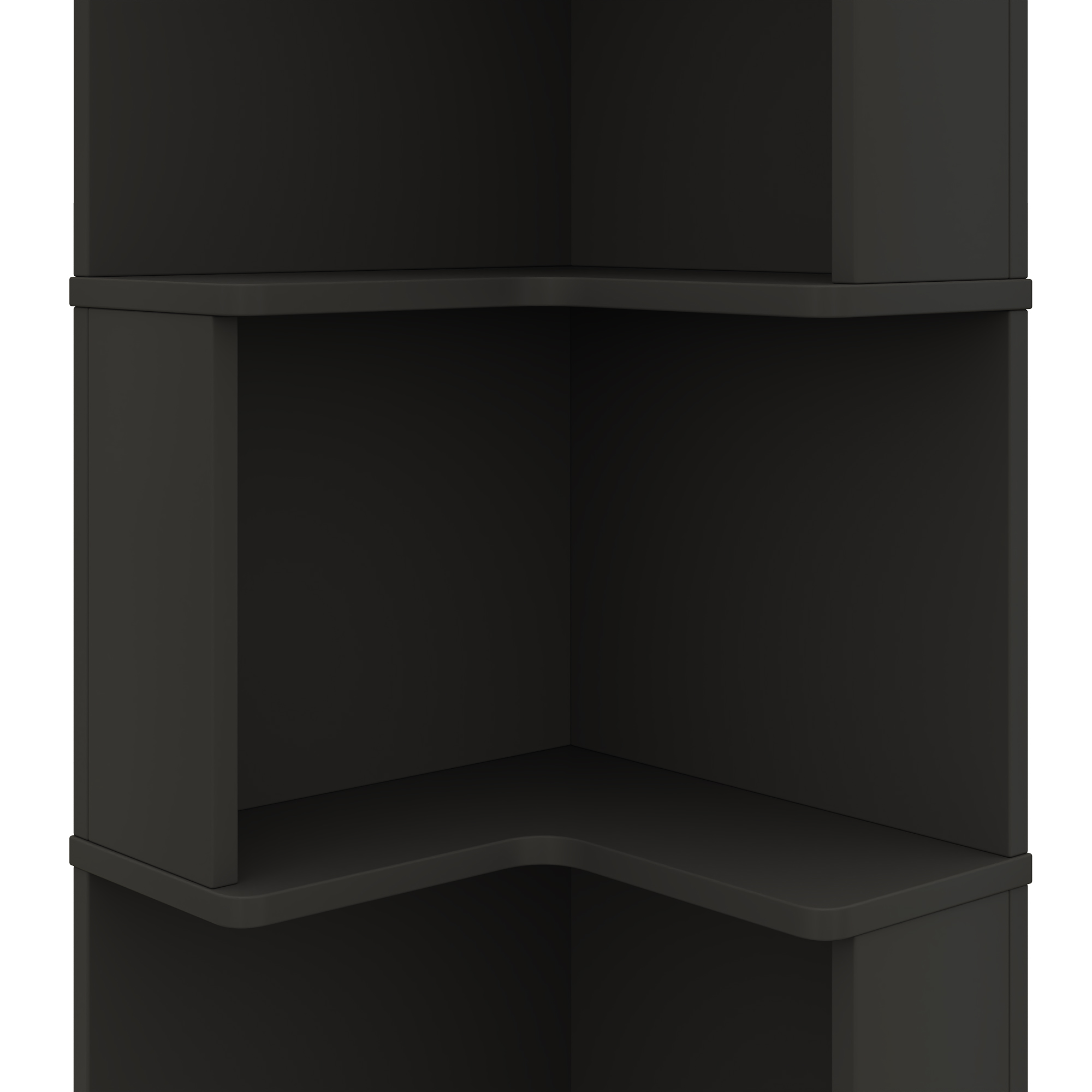 Bibliothèque, rangement intégré, éclairage led, 63,5 x 45 x 175 cm, MDF, noir - vue 3
