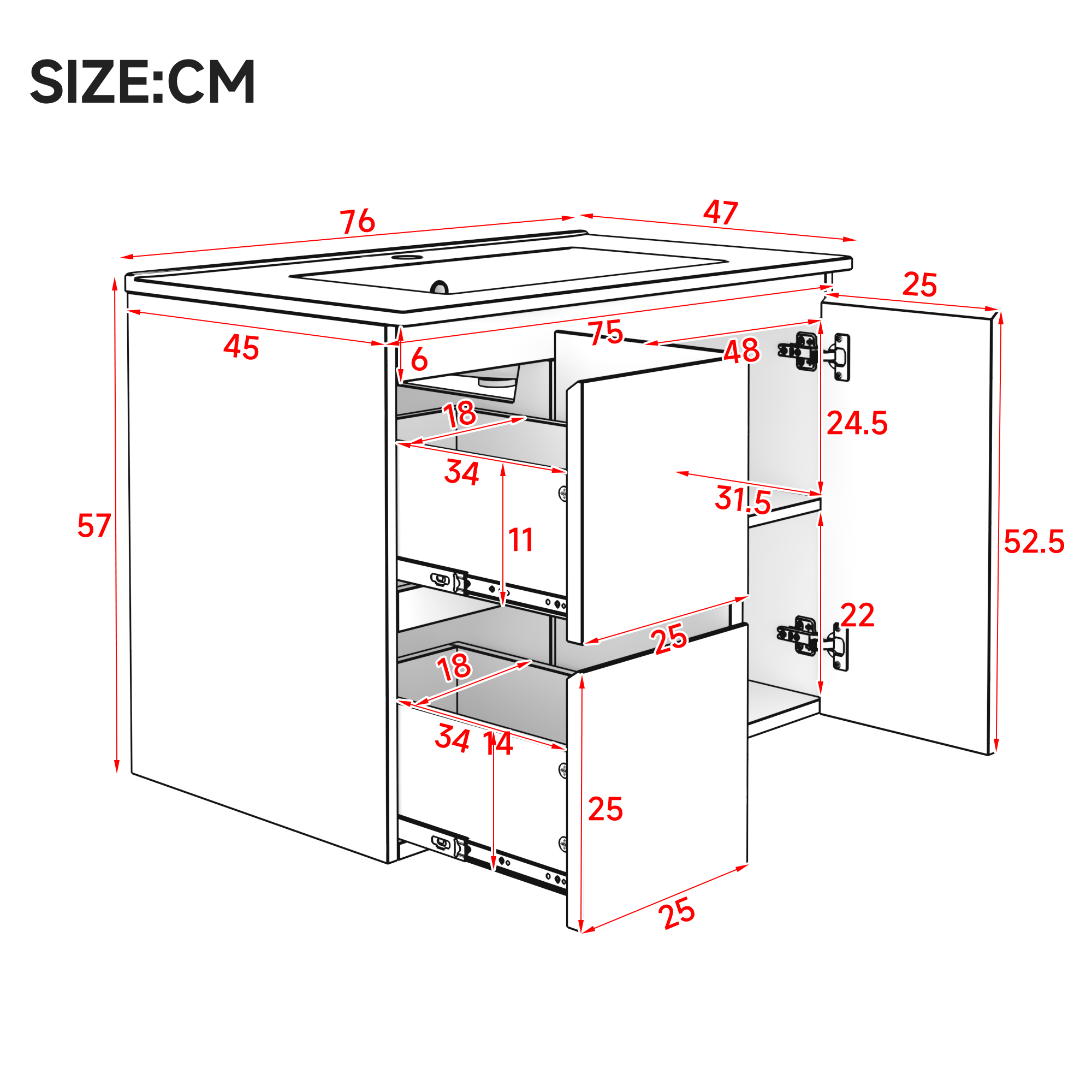 Dimensions du meuble vasque