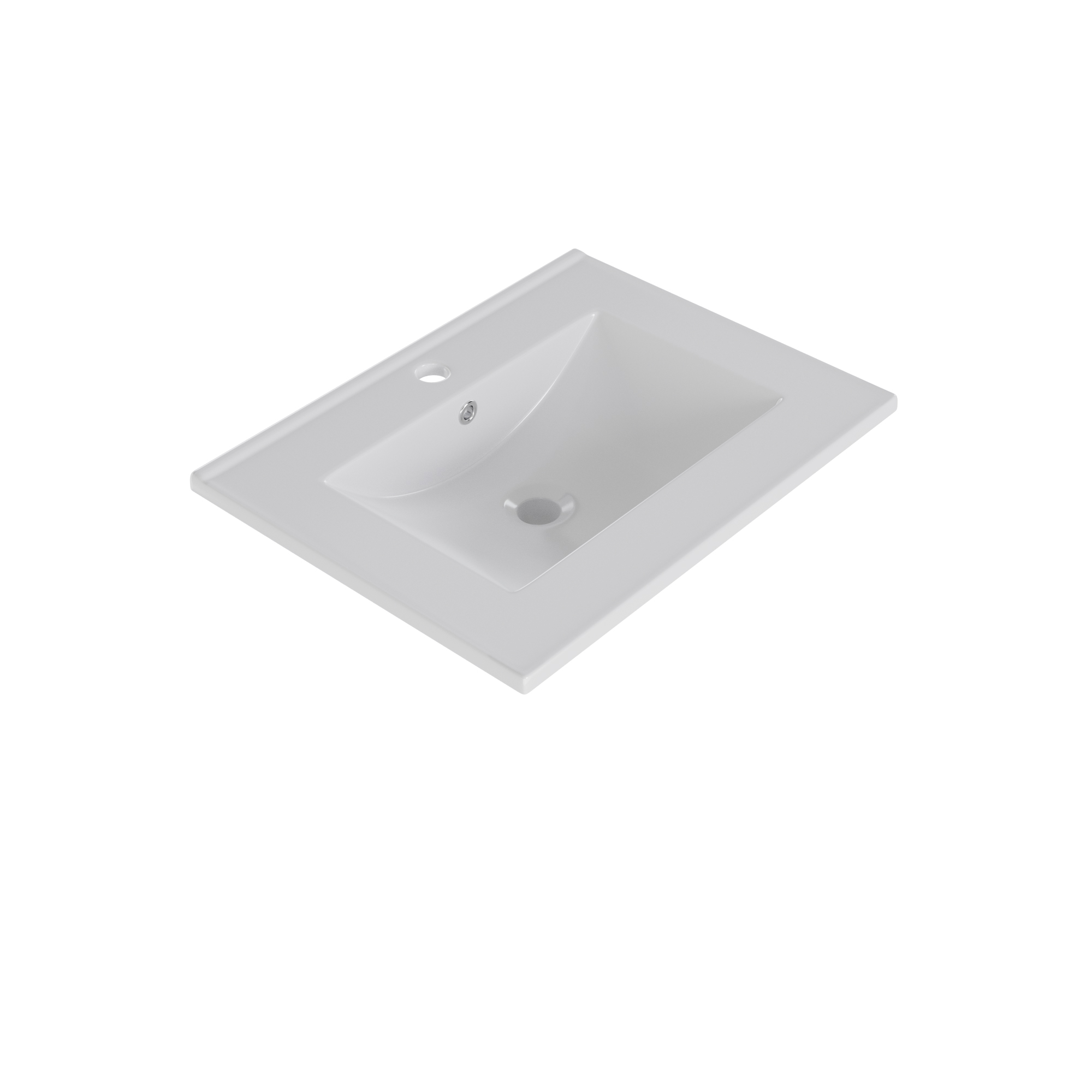 Meuble vasque de salle de bains, avec tiroirs, 61 x 46 x 57 cm, céramique et MDF, vert - vue 3