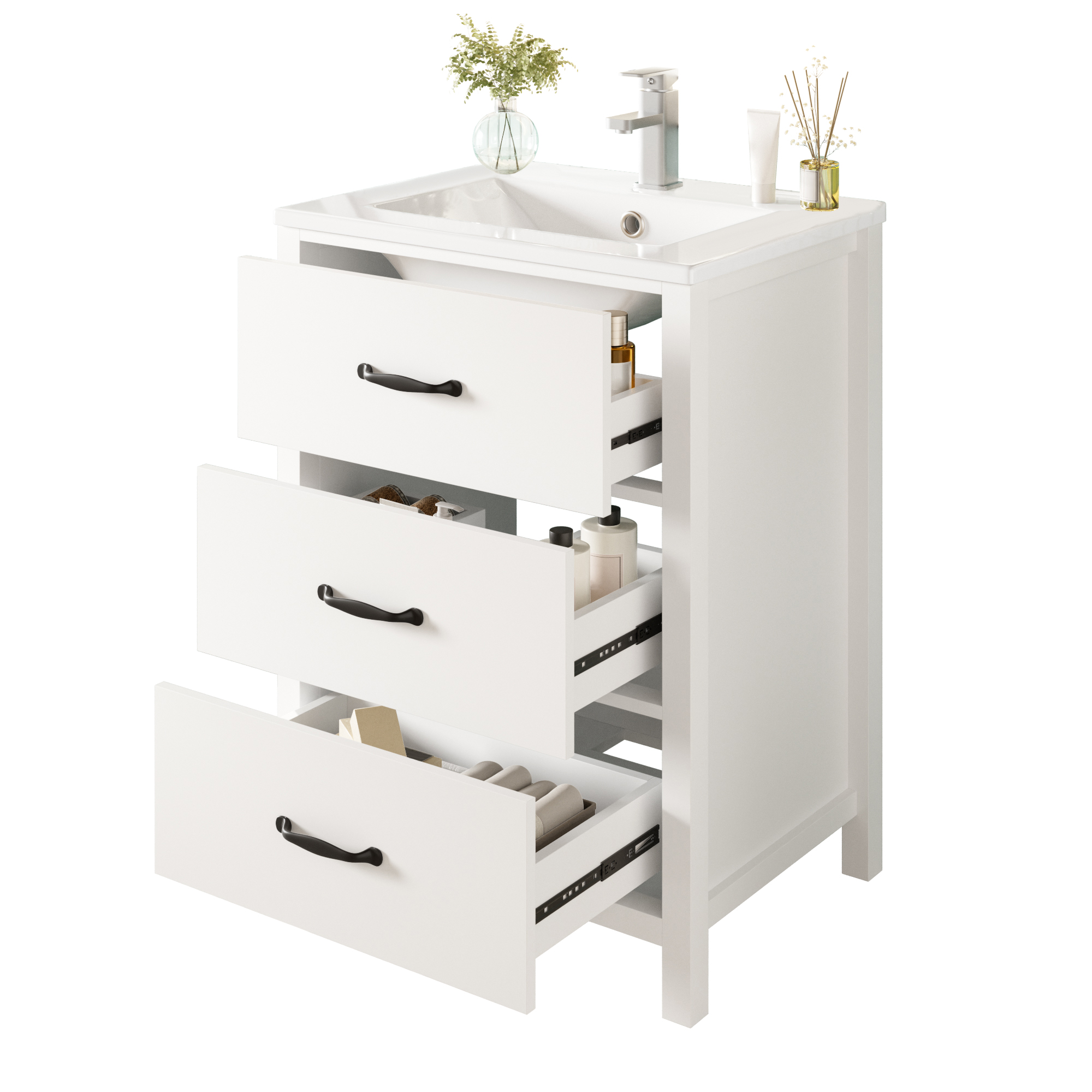 Meuble de salle de bain blanc - Vue principale