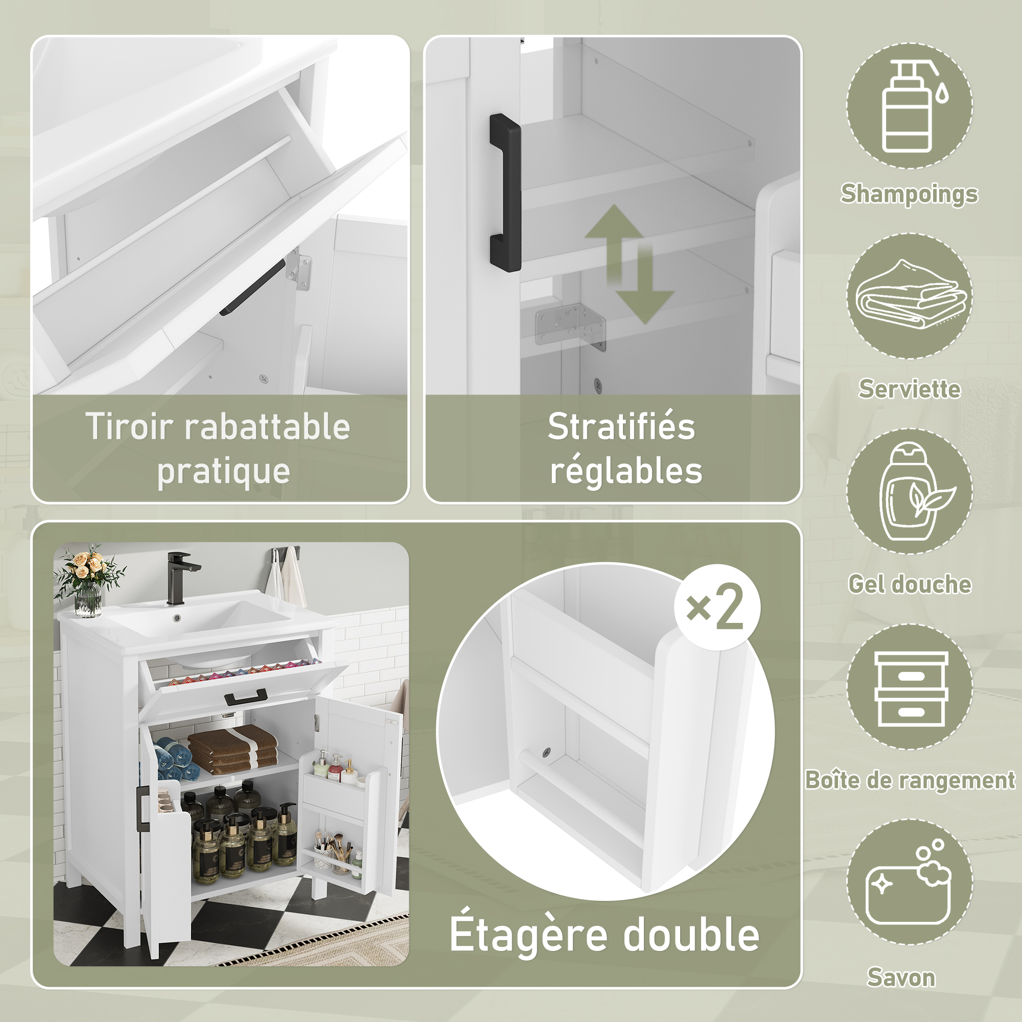 Détail du meuble vasque