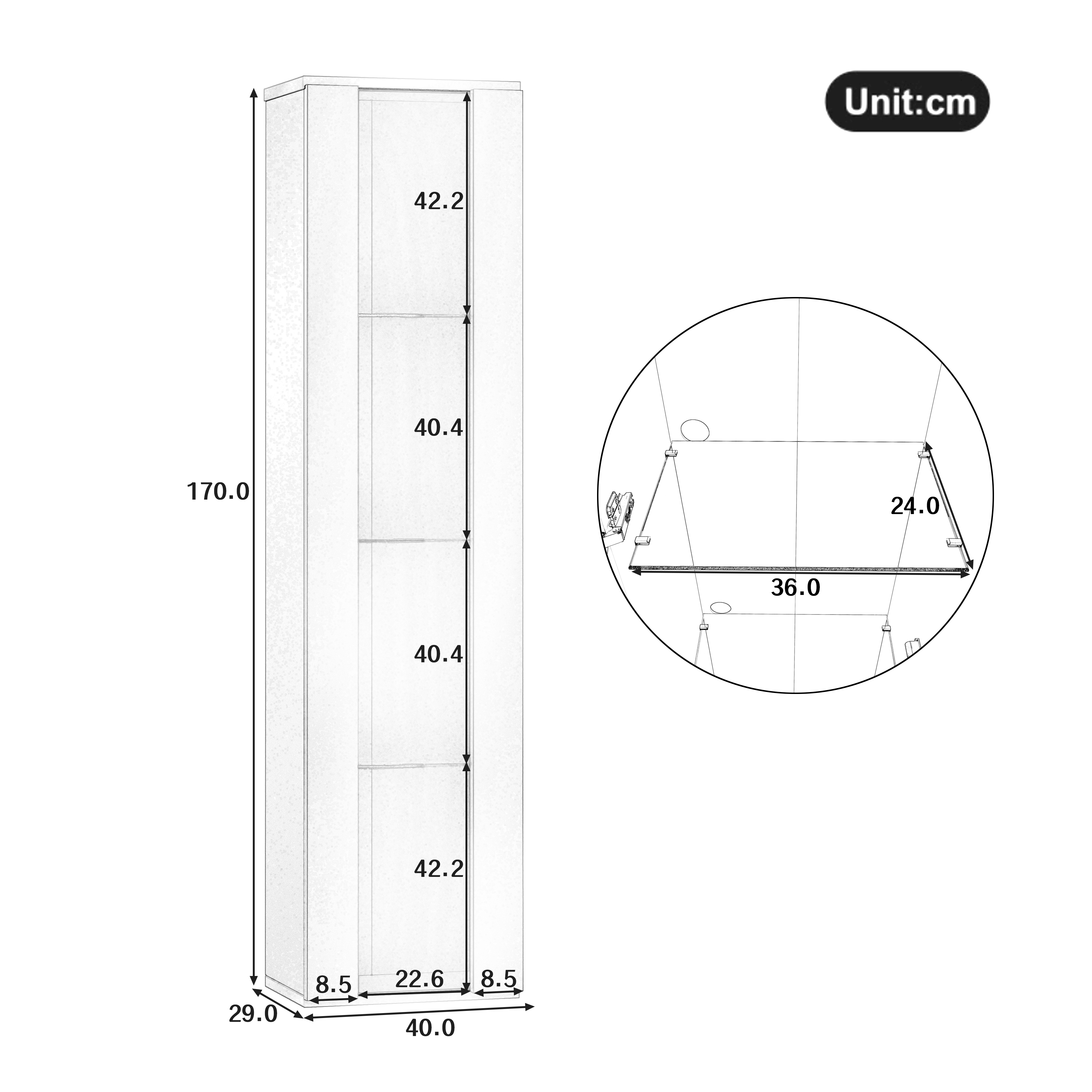 Dimensions du vitrine