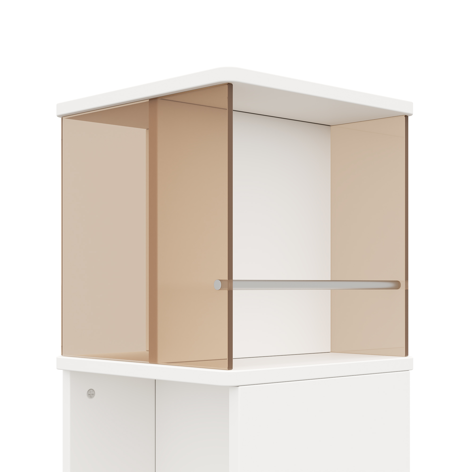 Vitrine 50 x 50 x 160 cm, LED, pivotante, portes vitrées, MDF et verre, Marron et Blanc - vue complémentaire