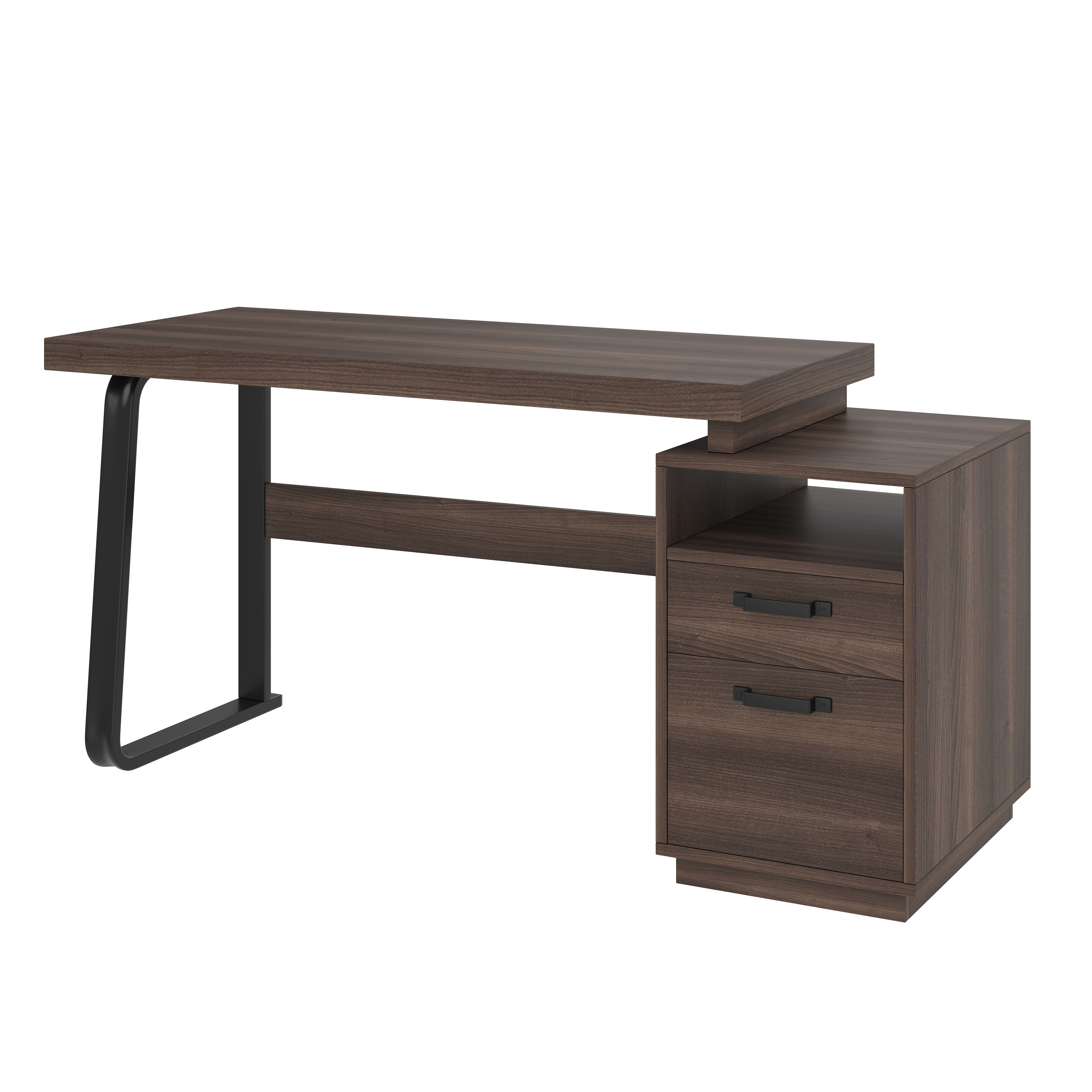 Bureau, avec tiroirs, 135 x 54 x 76,4 cm, métal et acier, marron - vue 3