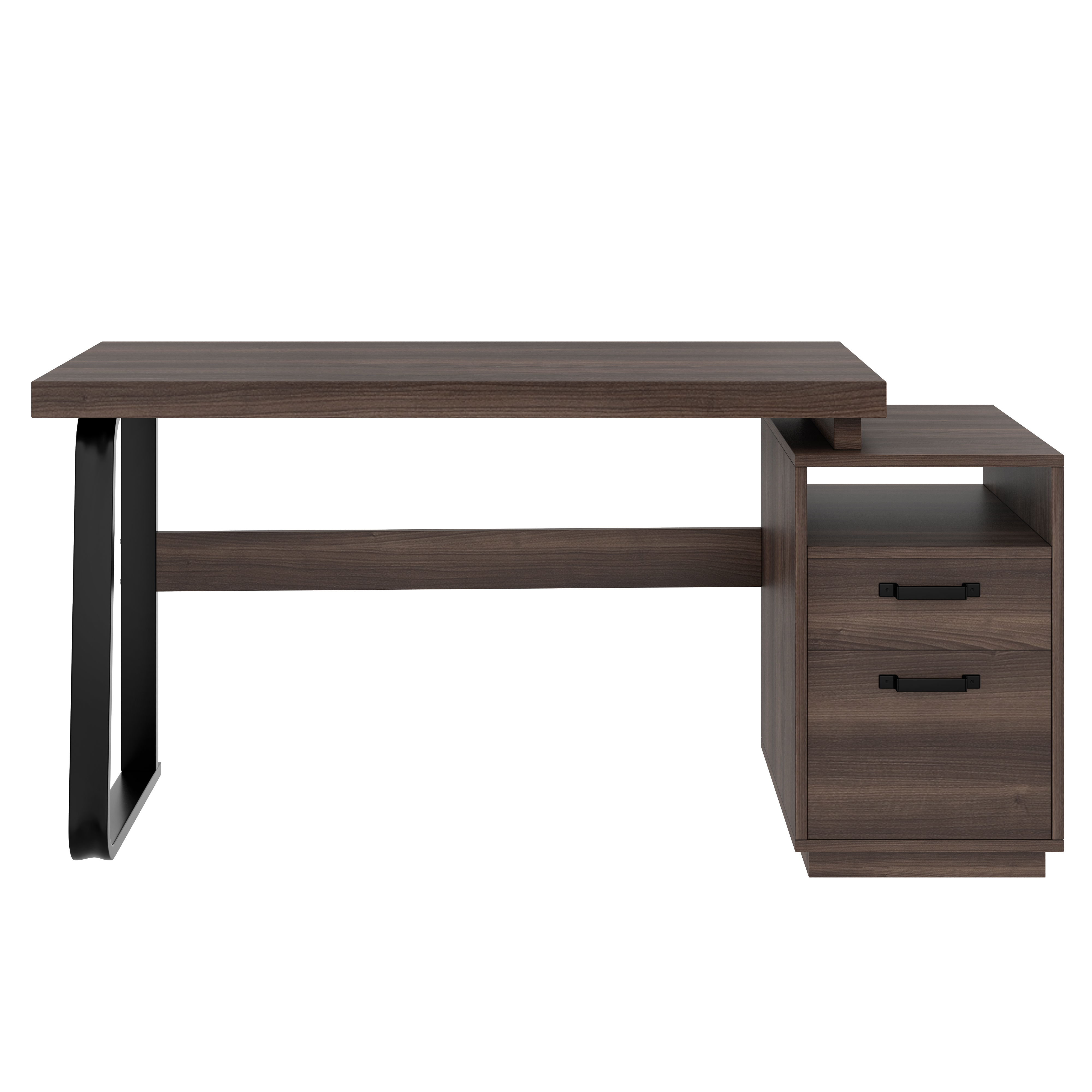 Bureau, avec tiroirs, 135 x 54 x 76,4 cm, métal et acier, marron - vue 5