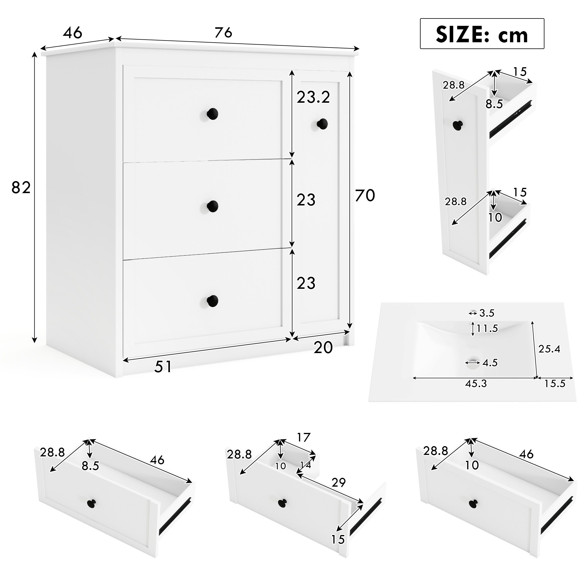 Dimensions du meuble vasque