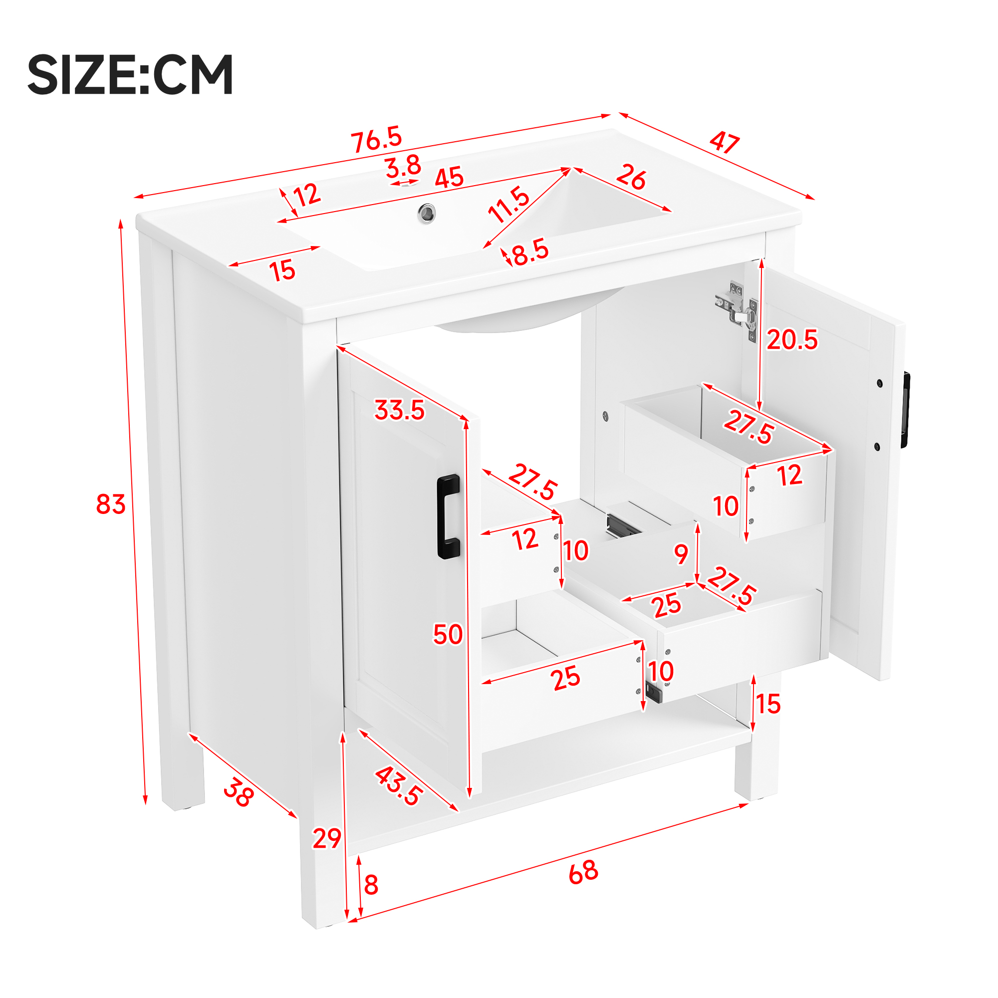 Dimensions du meuble vasque