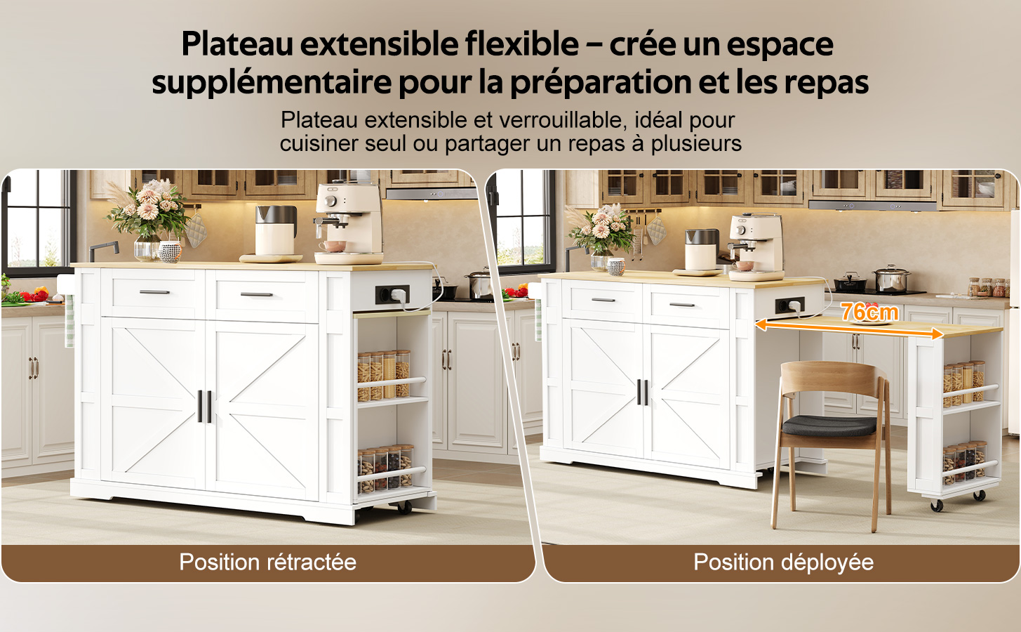 Détail du îlot de cuisine