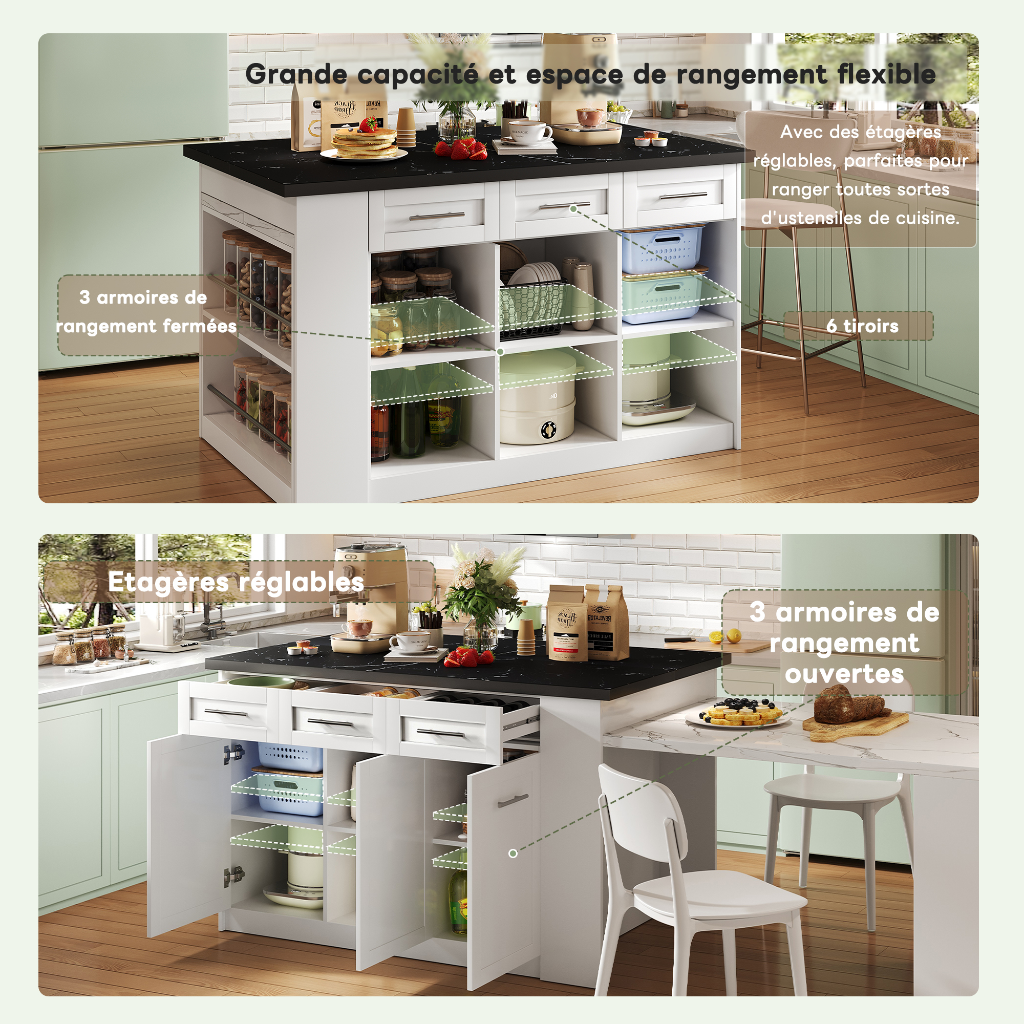 Détail du îlot de cuisine