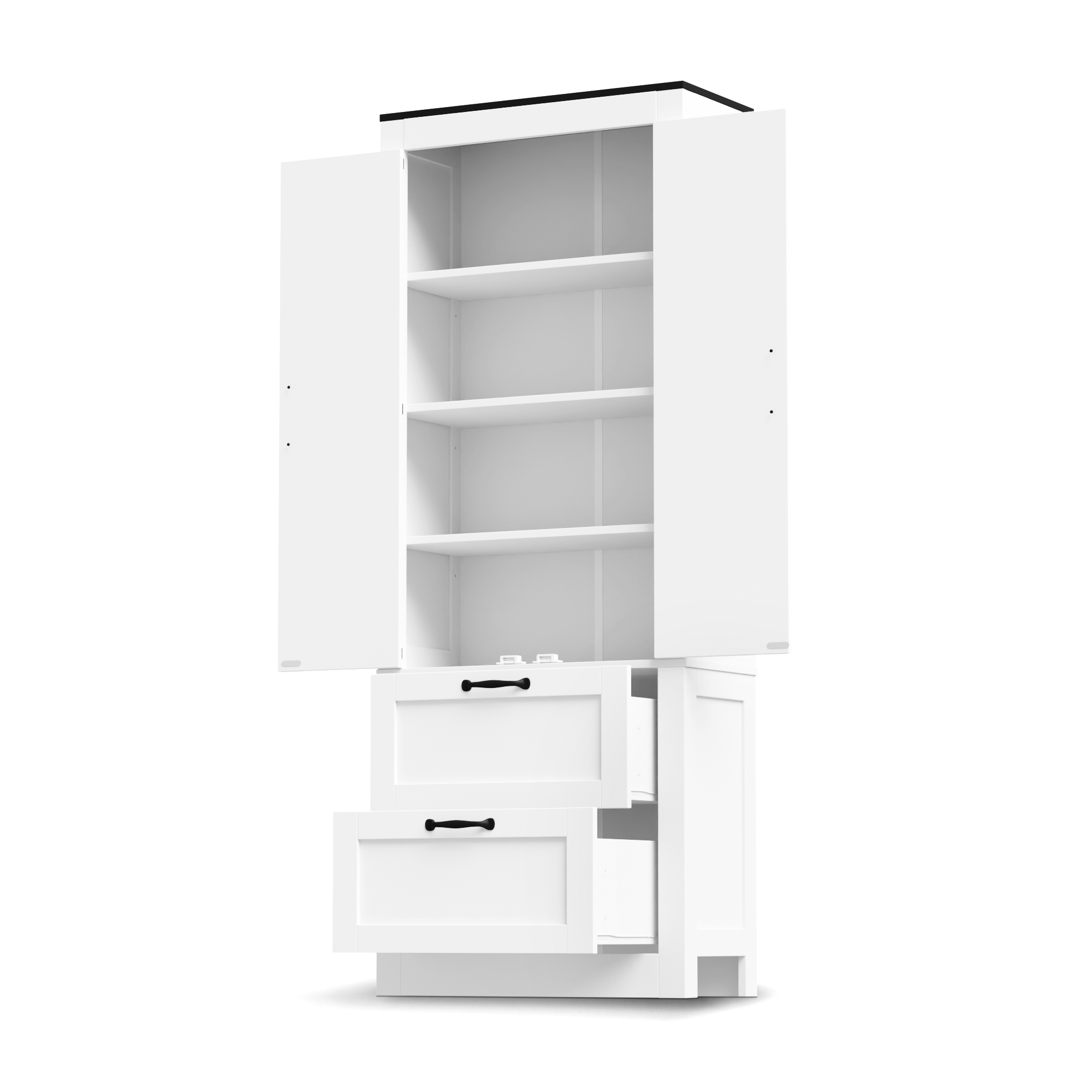 Buffet de rangement, avec tiroirs, étagères réglables, 60 x 30 x 168 cm, MDF, blanc - vue 1