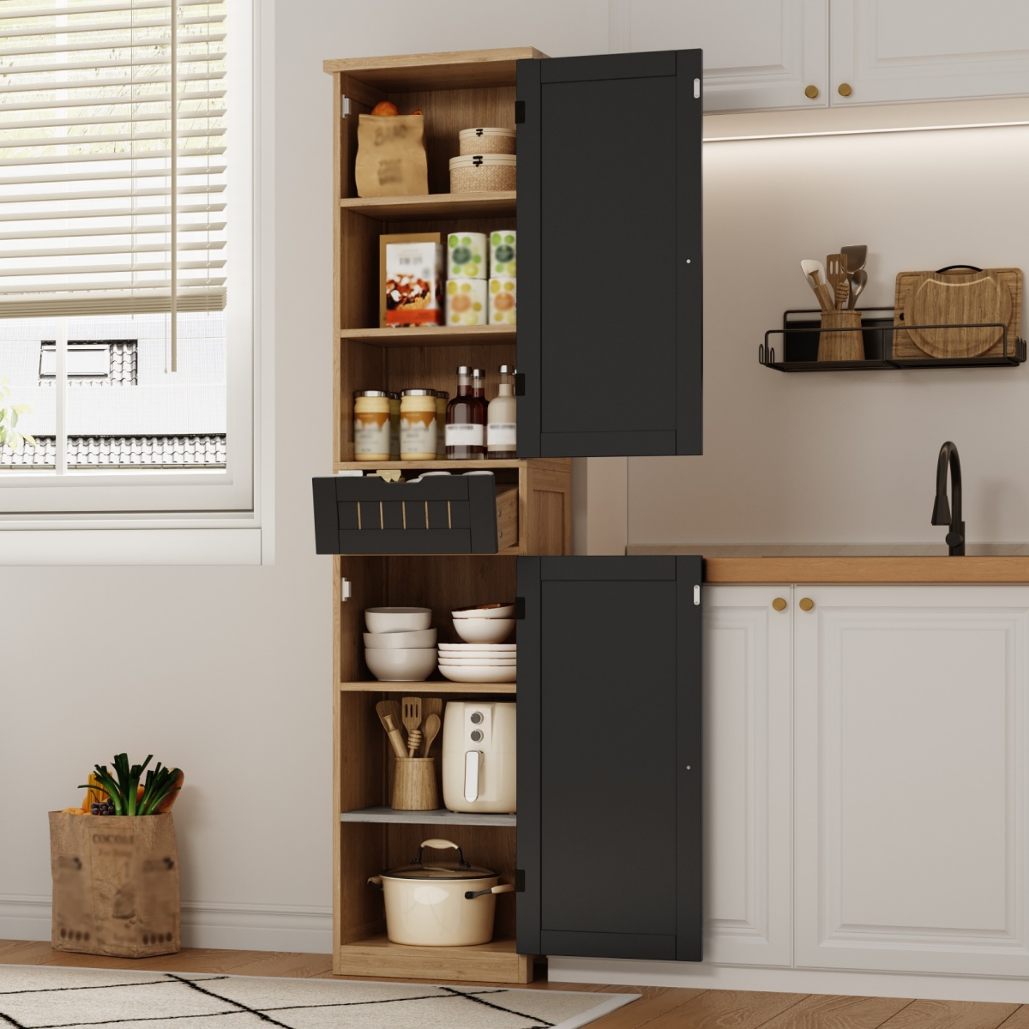 Küchenschrank, 170×40×30 cm, mit 2 Türen und 1 Sch