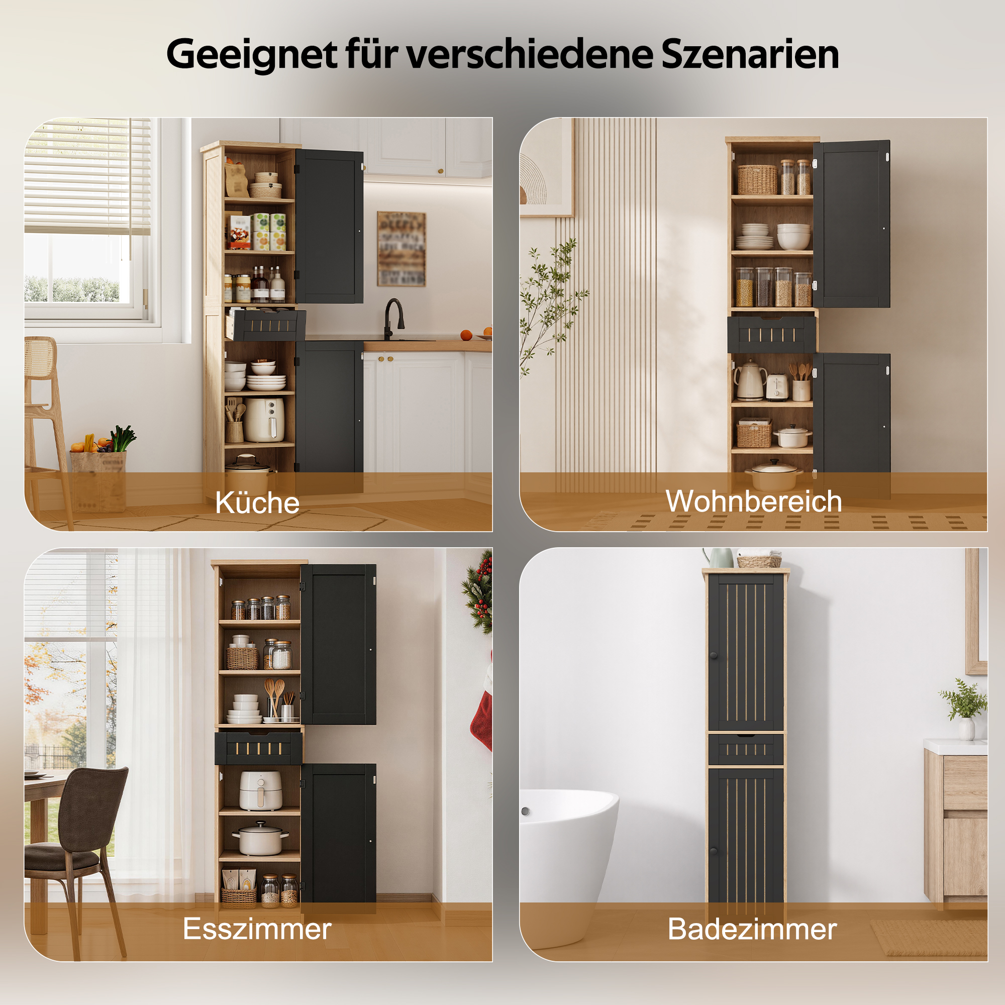 Küchenschrank, 170×40×30 cm, mit 2 Türen und 1 Sch