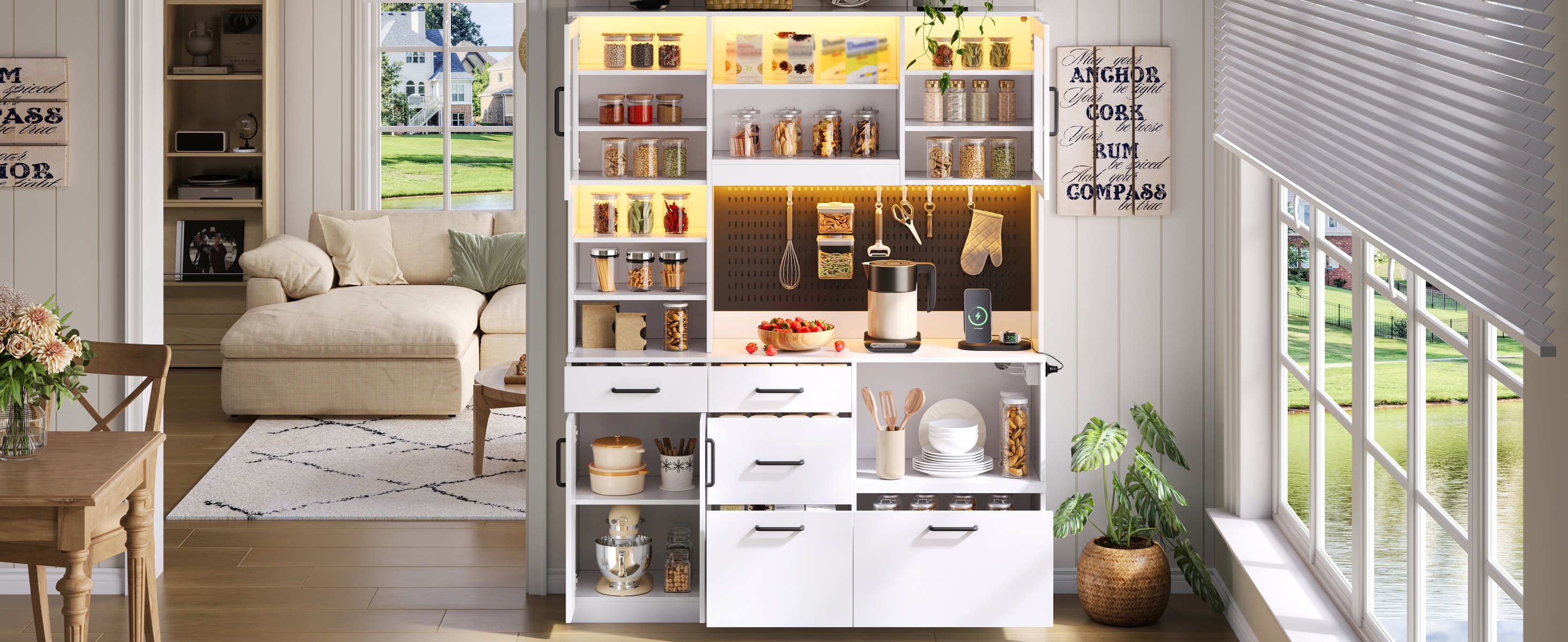 Küchenschrank, Buffetschrank, Sideboard mit Steckd