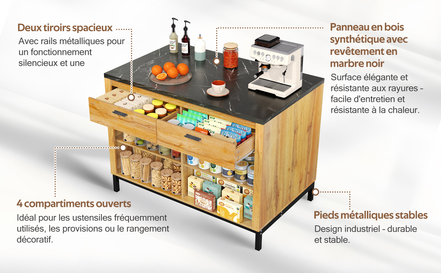 Détail du îlot de cuisine