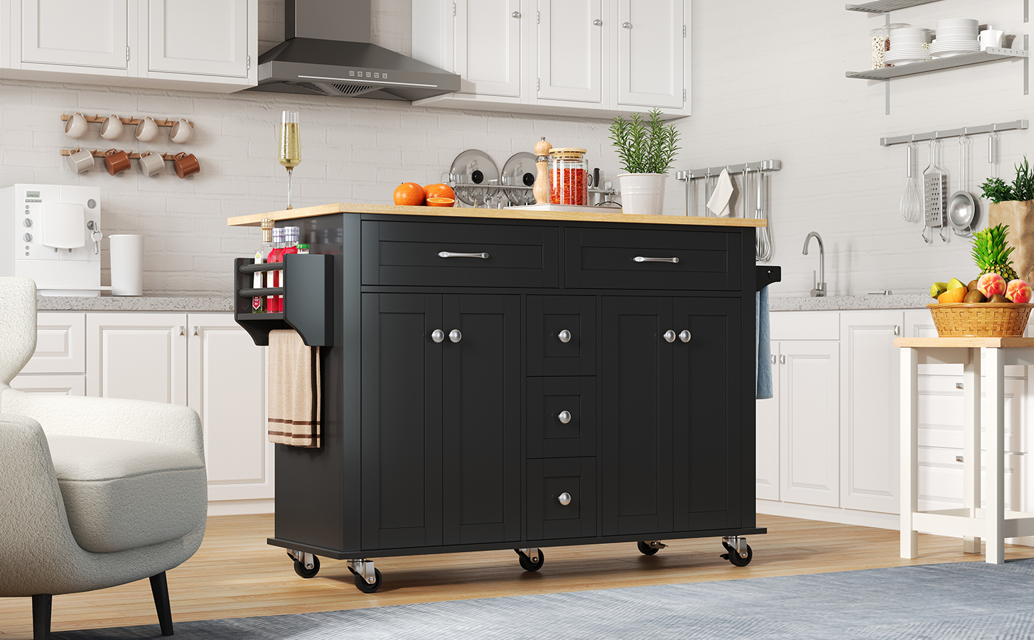 Îlot de cuisine rangement organisé schublades