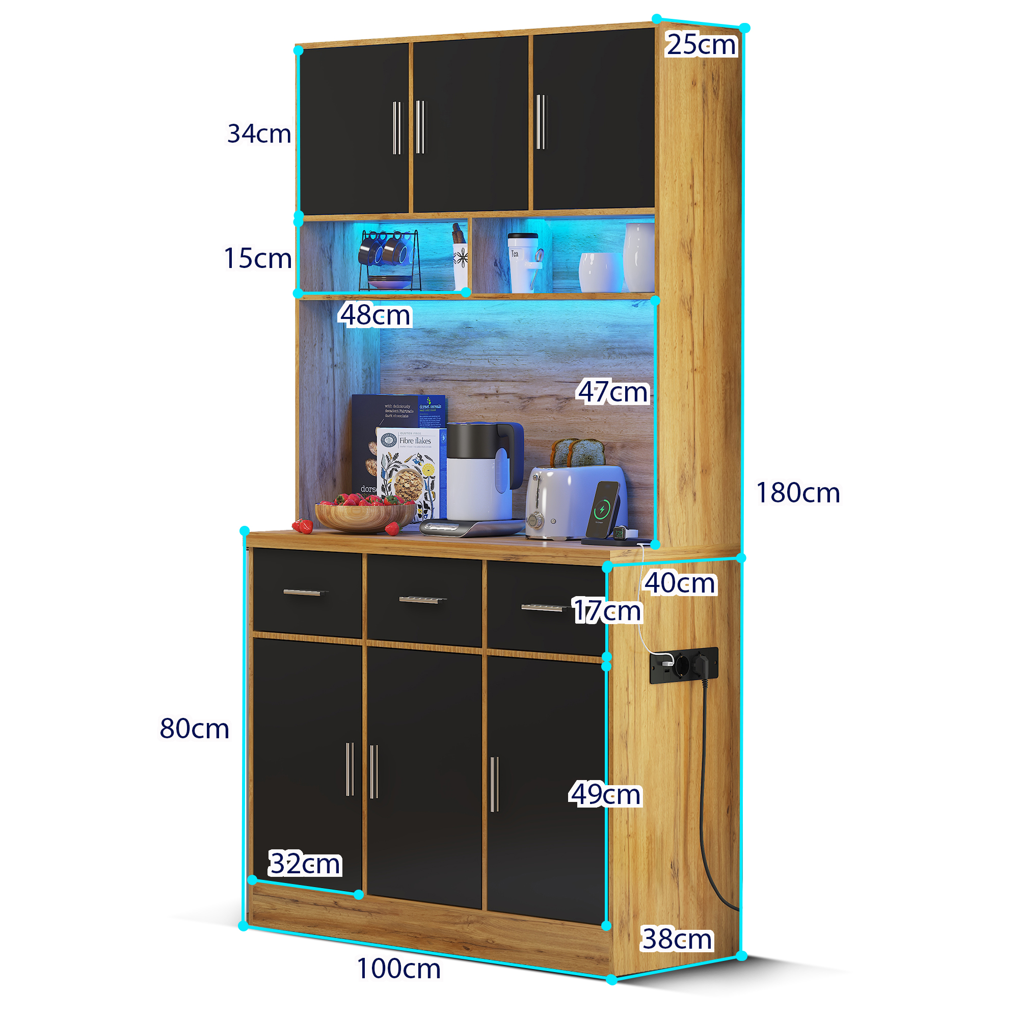 Buffet multifonction 100 x 40 x 180 cm avec éclair - image 10