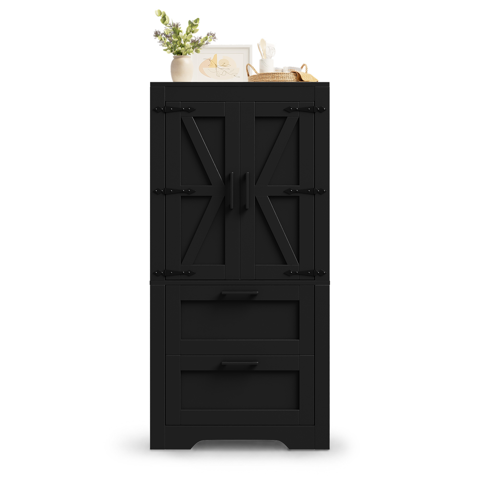 Buffet de rangement, avec tiroirs, étagères réglables, 60 x 30 x 128 cm, MDF, noir - vue 4