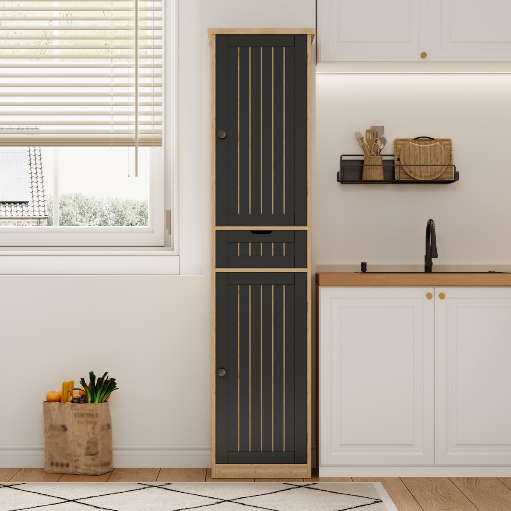 Küchenschrank, 170×40×30 cm, mit 2 Türen und 1 Sch