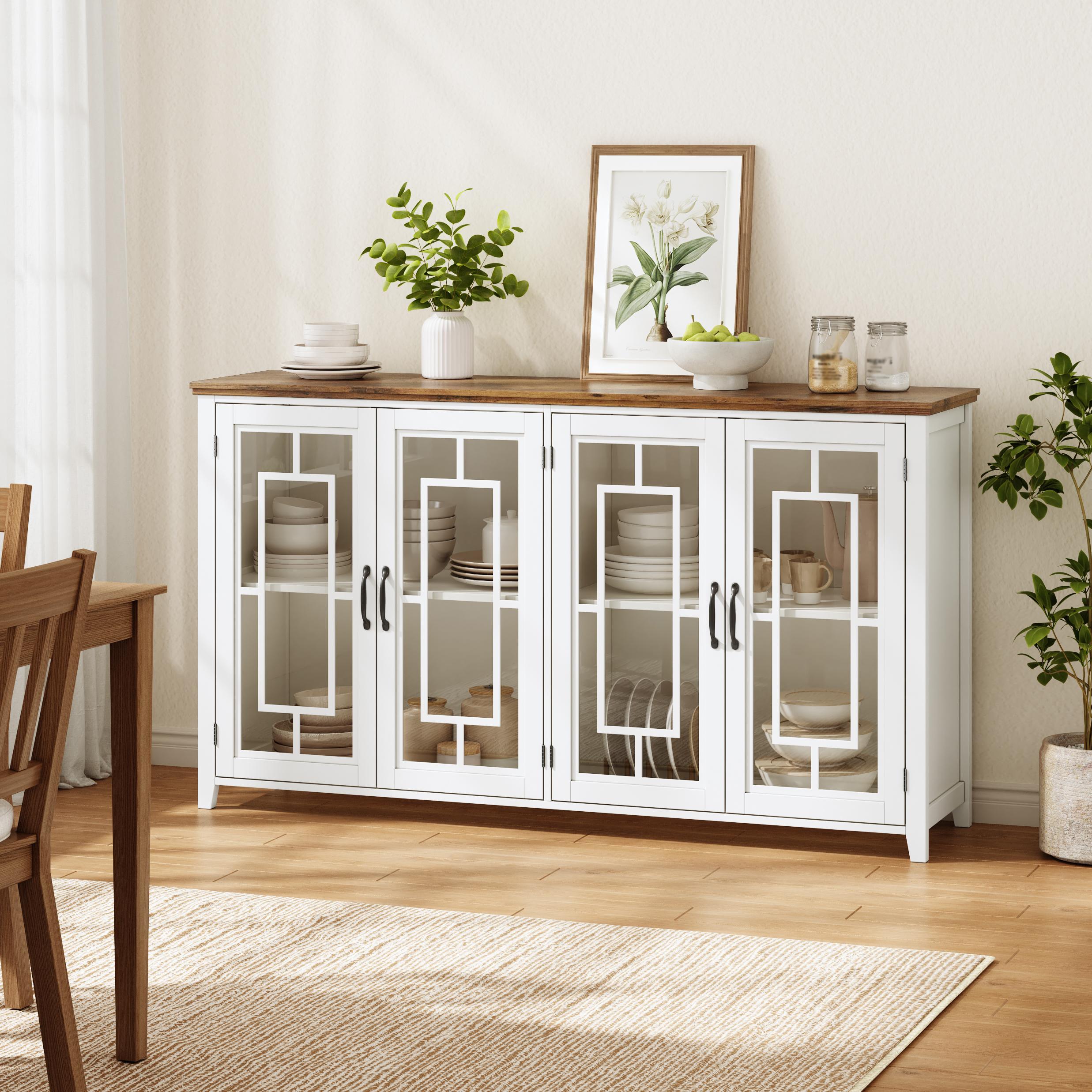 160cm breites Küchen-Sideboard mit Glastüren,einem