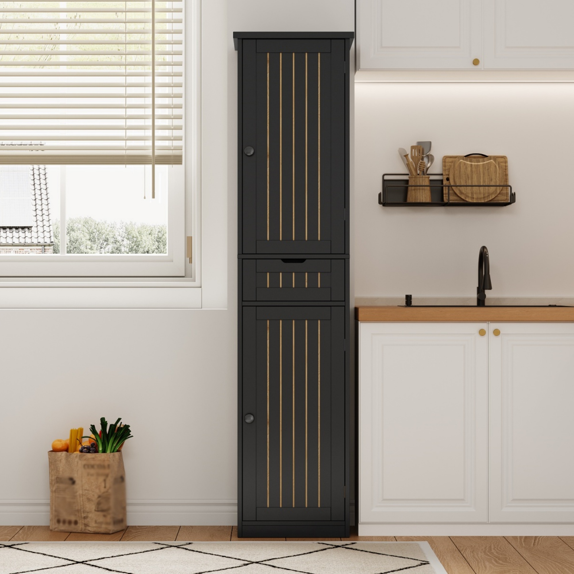 Küchenschrank, 170×40×30 cm, mit 2 Türen und 1 Sch