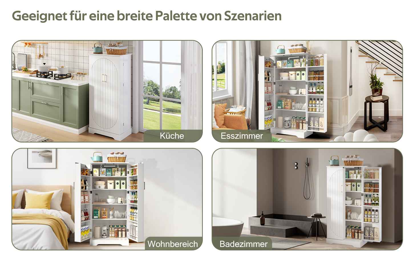 Armoire de cuisine compacte 60×35×128 cm avec LED capteur USB, 5 niveaux intérieurs, portes avec 10 étagères, pour petite cuisine, beaucoup de rangement, éclairage automatique, design moderne, stabilité, fonctionnalité, durabilité - image 10