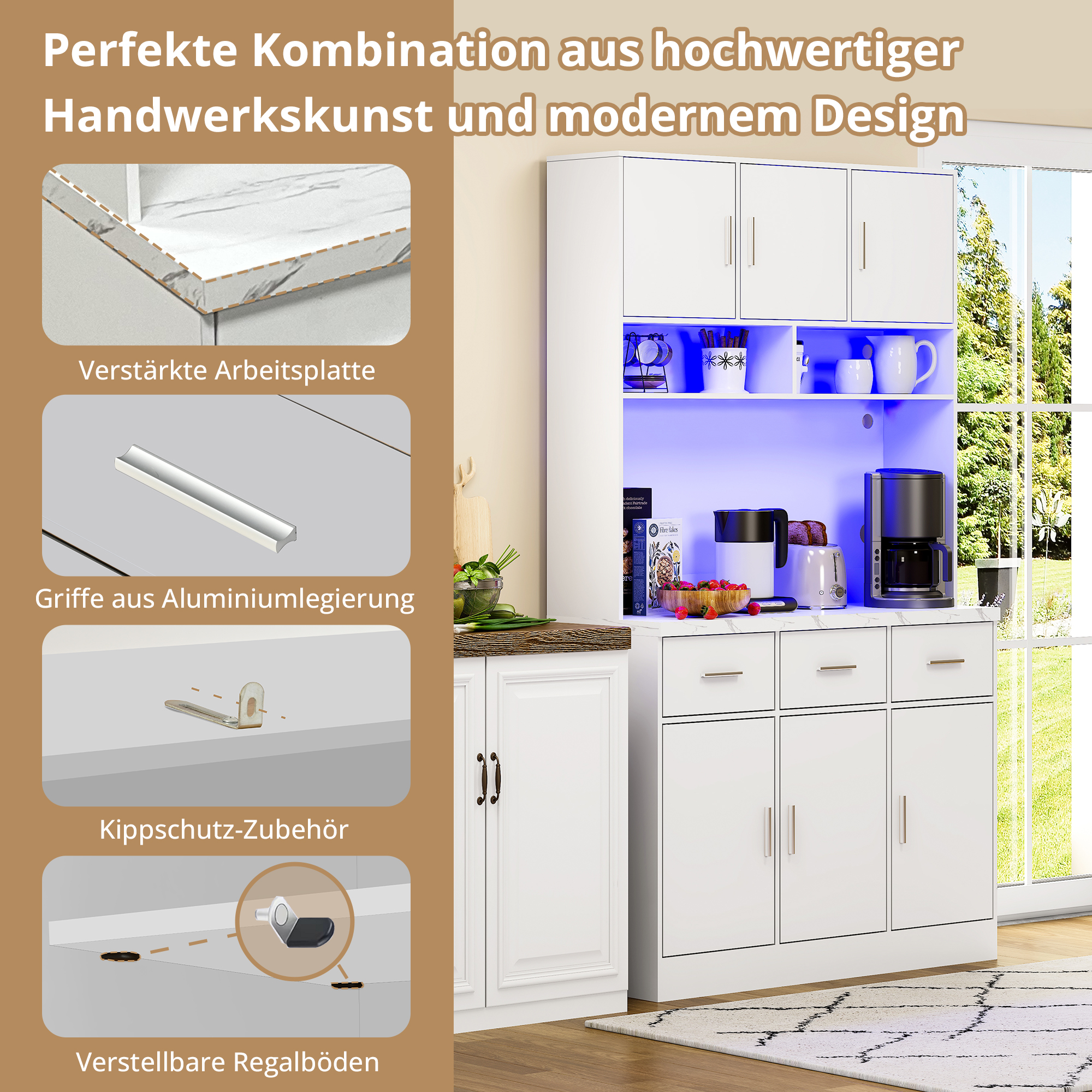 Design moderne avec poignées en aluminium encastrées