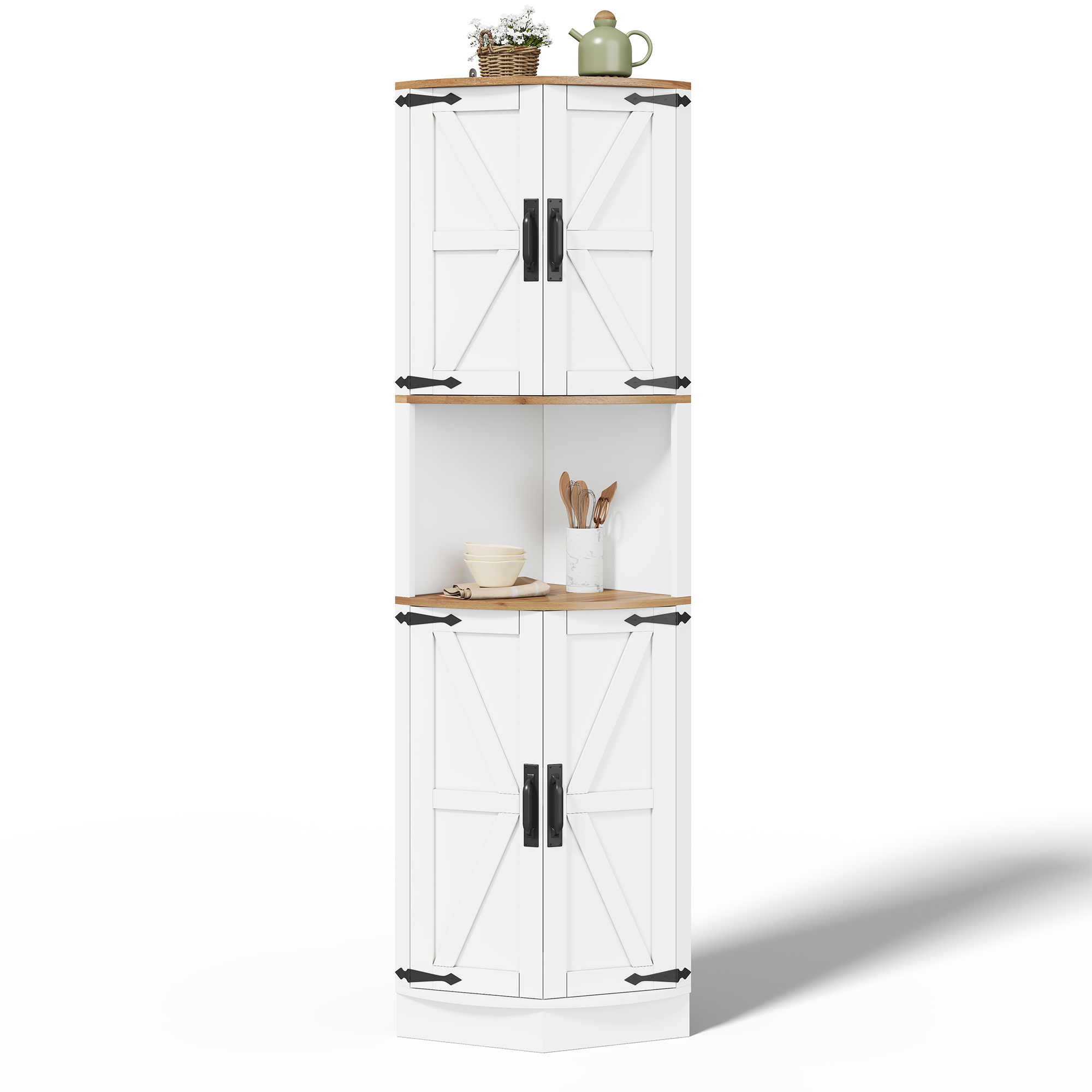 39,5×39,5×180cm, Eckschrank,5 Staufächer,Vintage-K