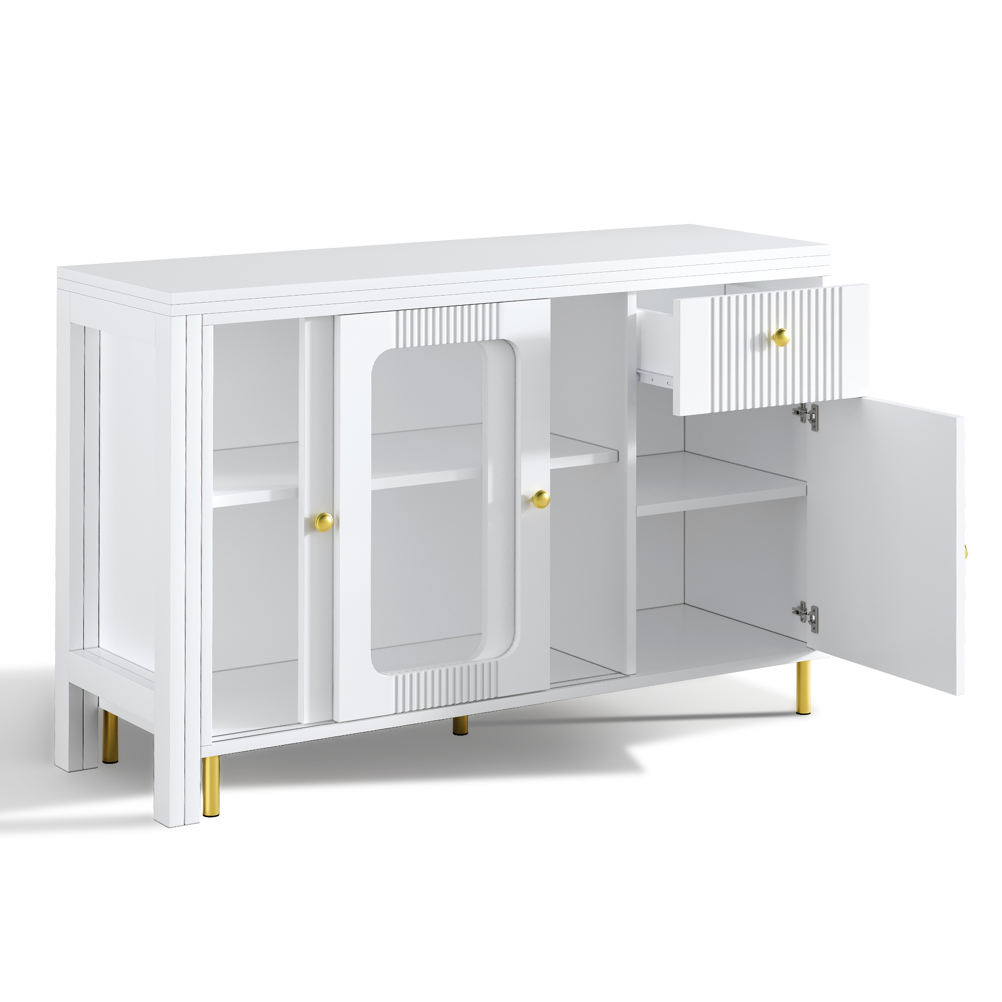 Moderner weißer Buffet-Sideboard mit klappbarer un