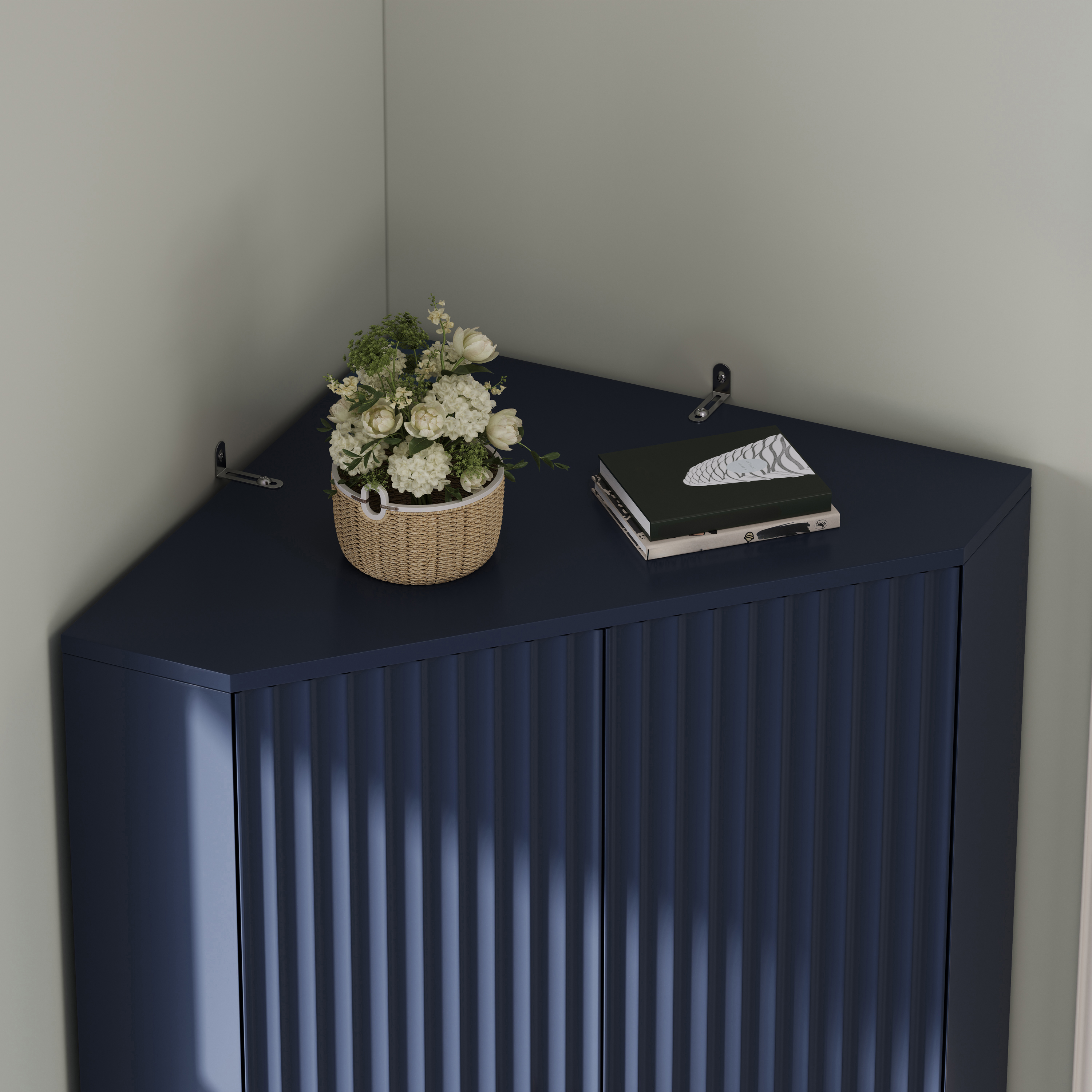 Buffet, étagères réglables, 60 x 60 x 172 cm, MDF, bleu - vue 5
