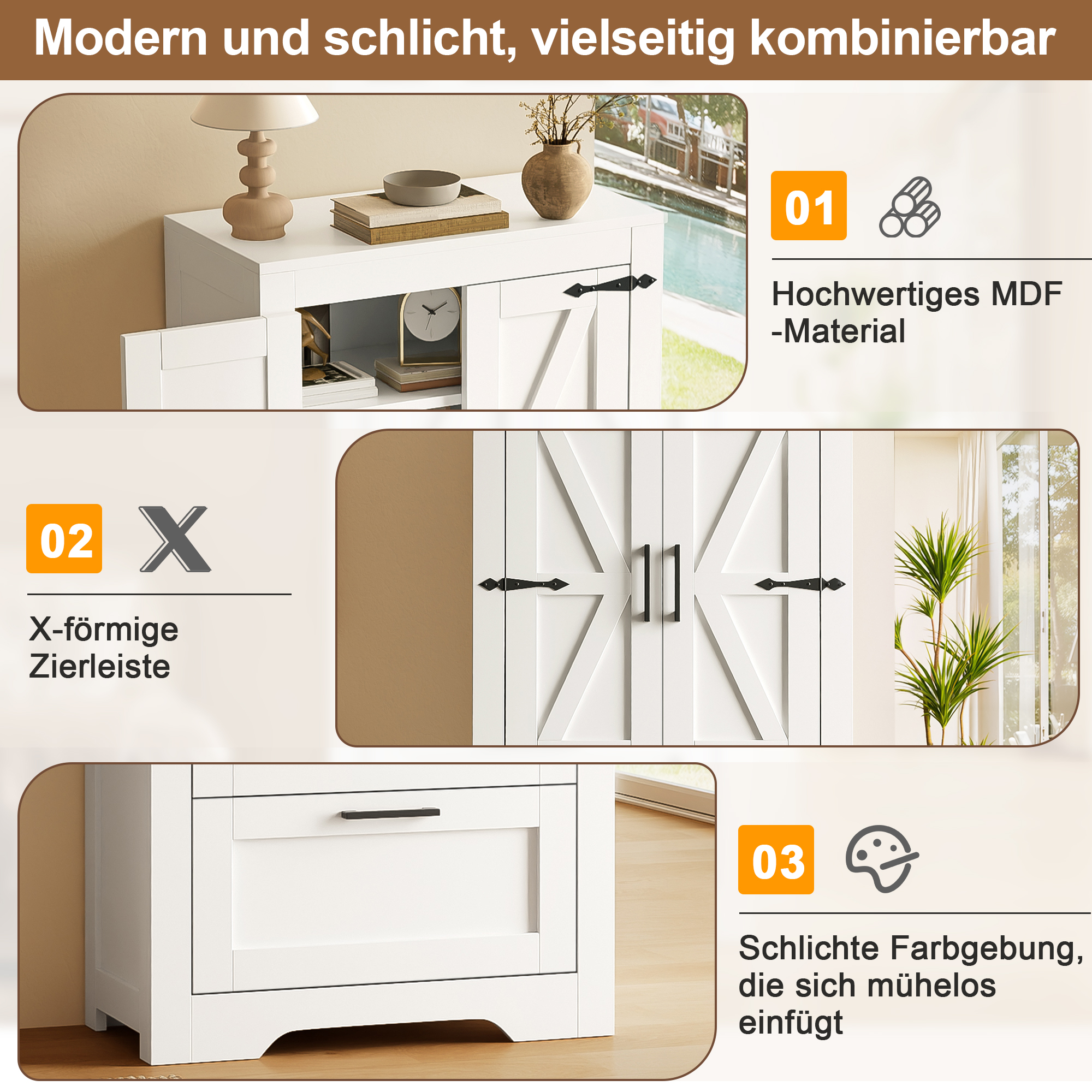 Küchenschrank im Landhausstil, mit 2 Schubladen un
