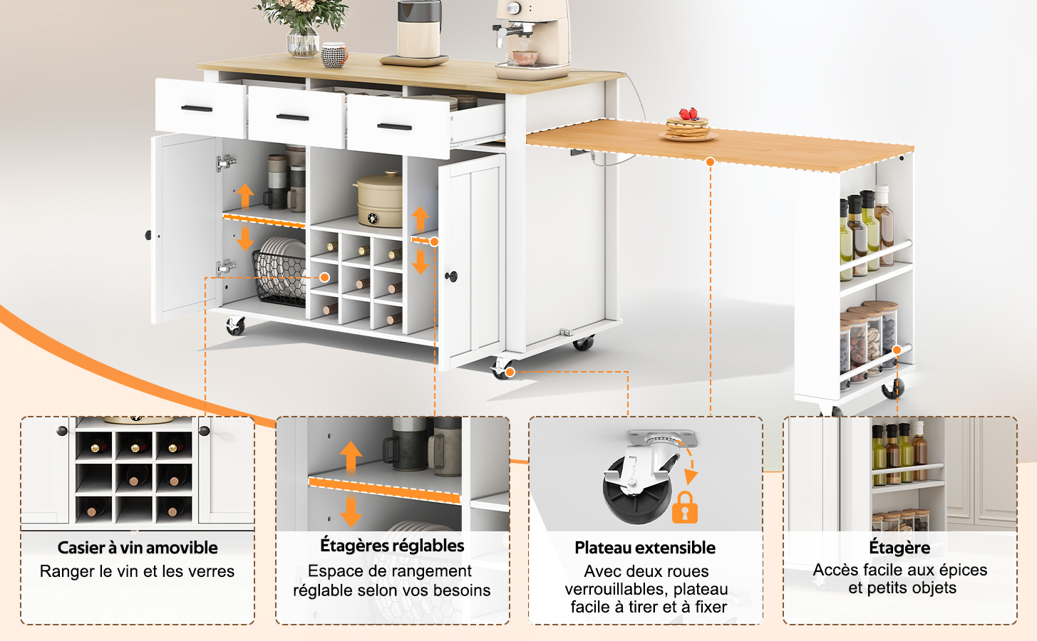 Détail du îlot de cuisine