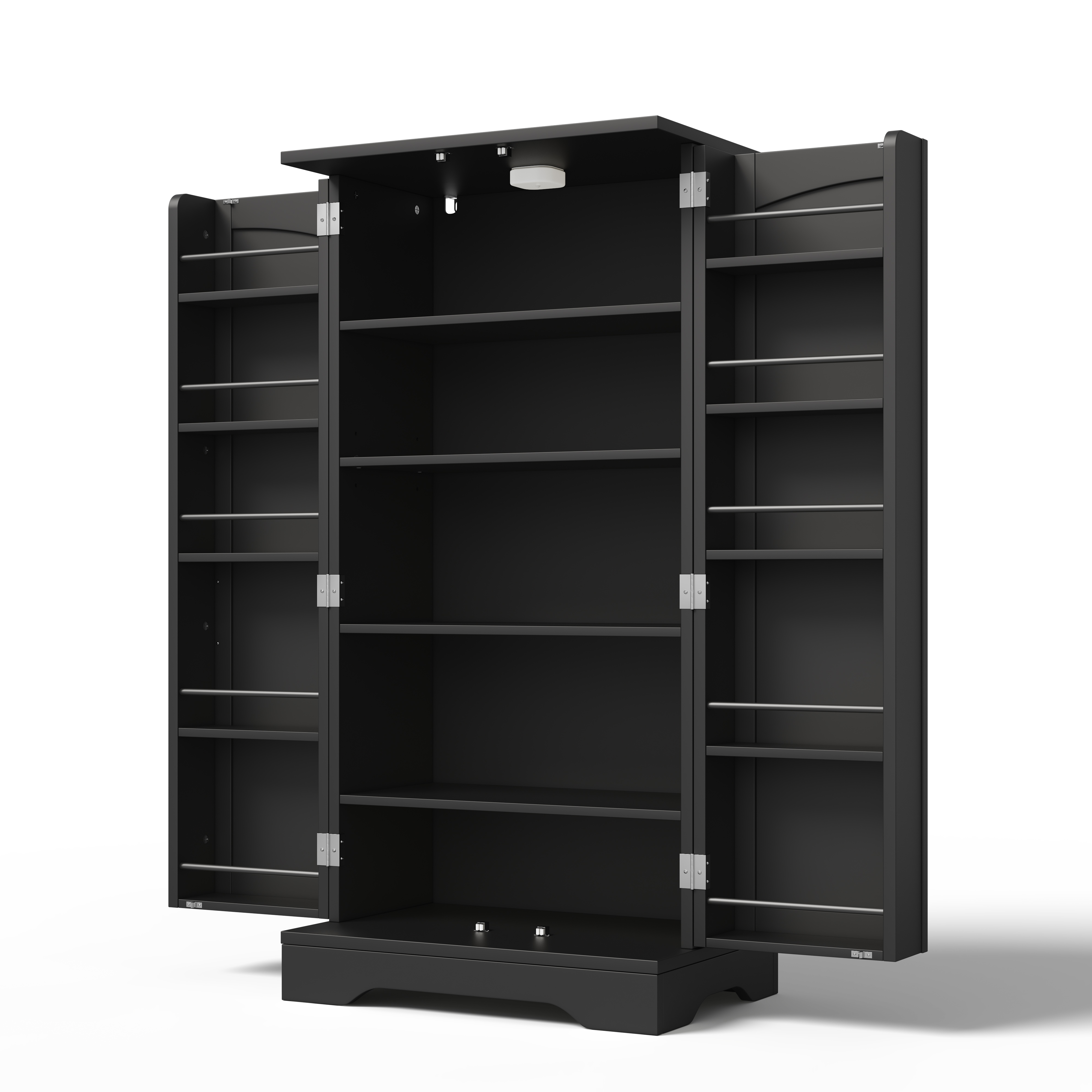Buffet de rangement, étagères réglables, éclairage led, 60 x 40 x 120 cm, MDF, noir - vue 5