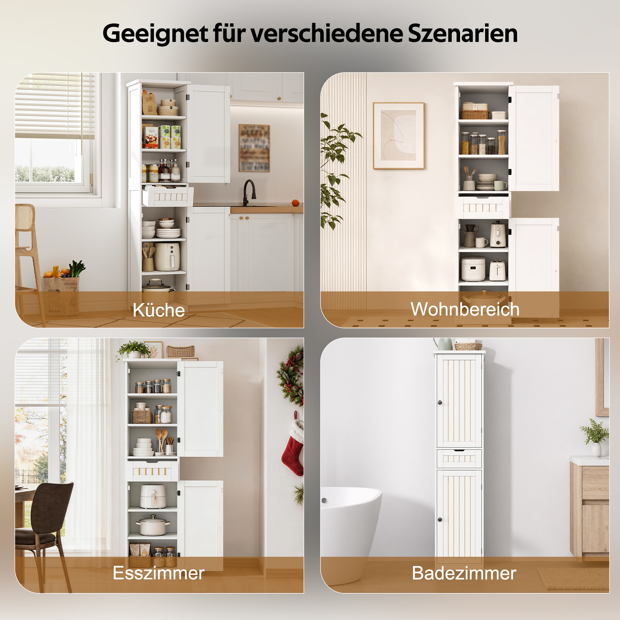 Küchenschrank, 170×40×30 cm, mit 2 Türen und 1 Sch