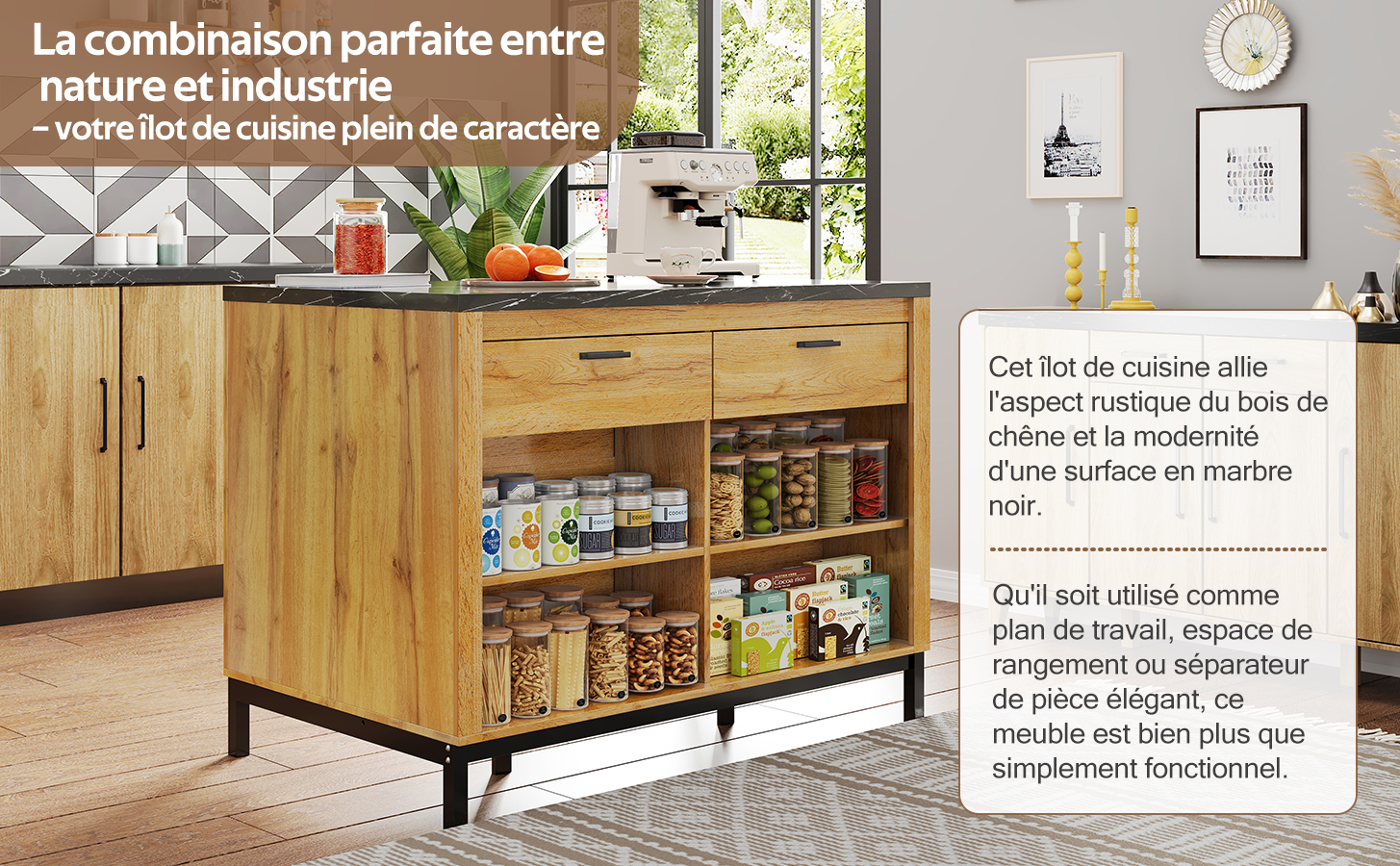 Détail du îlot de cuisine