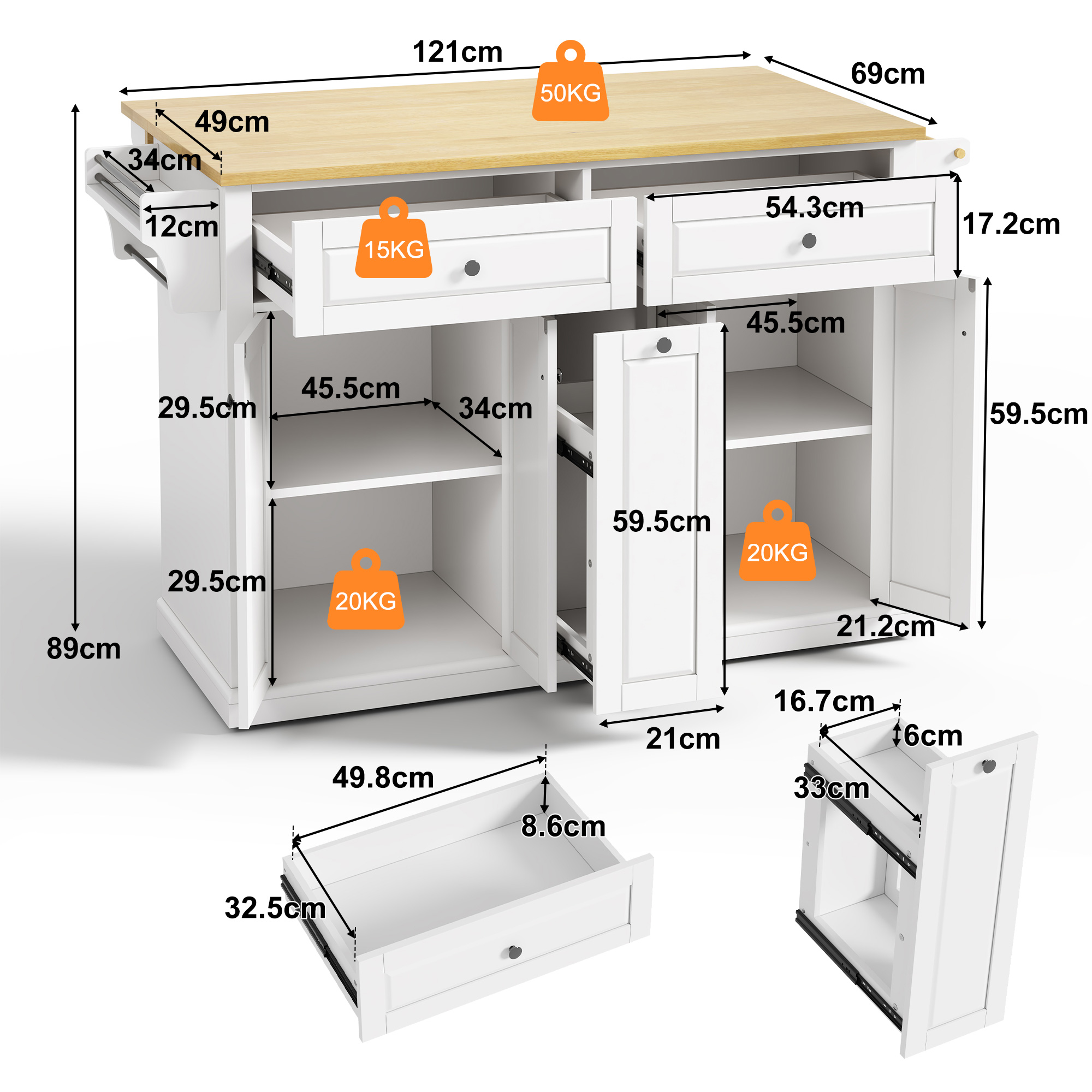 Dimensions du îlot de cuisine