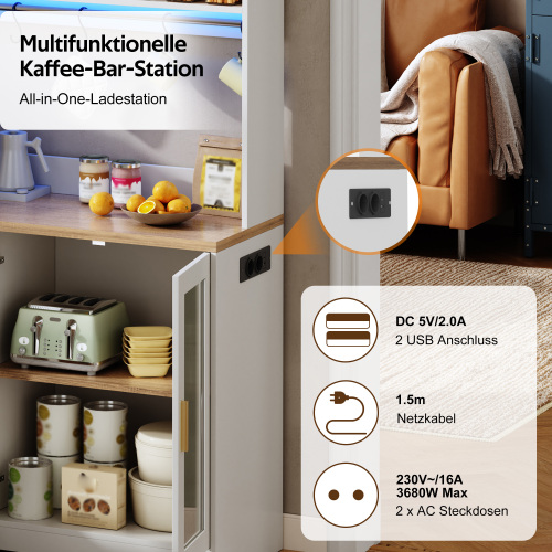 Meuble de cuisine avec prises secteur et ports USB